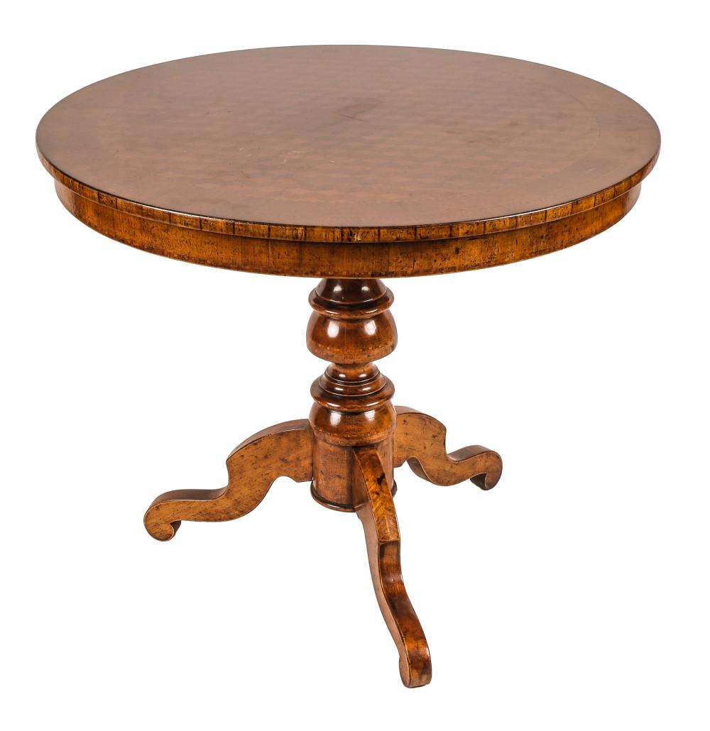 ROUND WALNUT TILT-TOP TABLElate