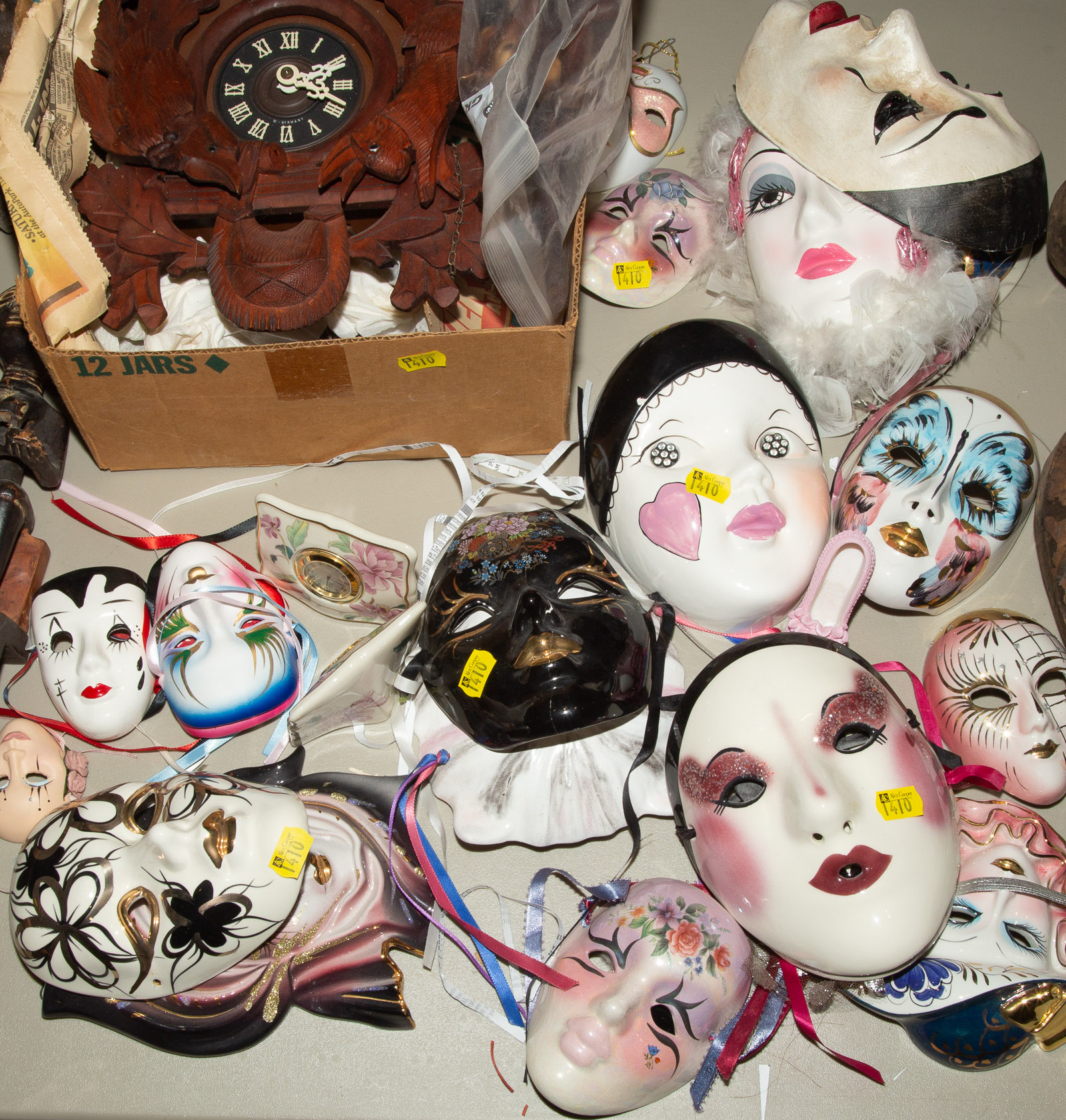 LARGE GROUP OF PORCELAIN FACE MASKS  334fb2