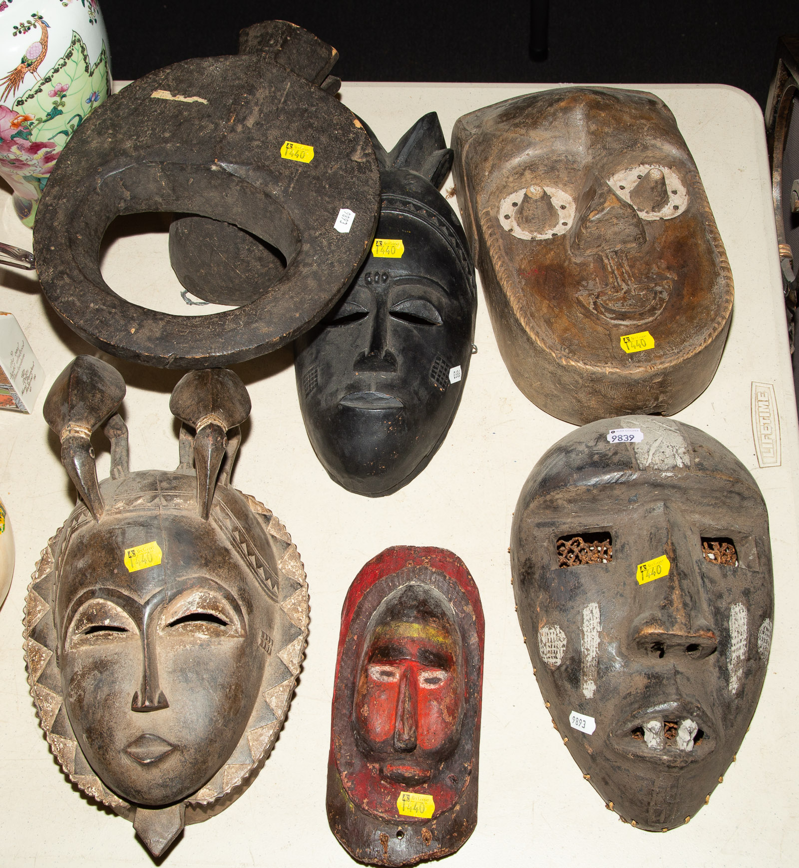 SIX AFRICAN MASKS 20th century,