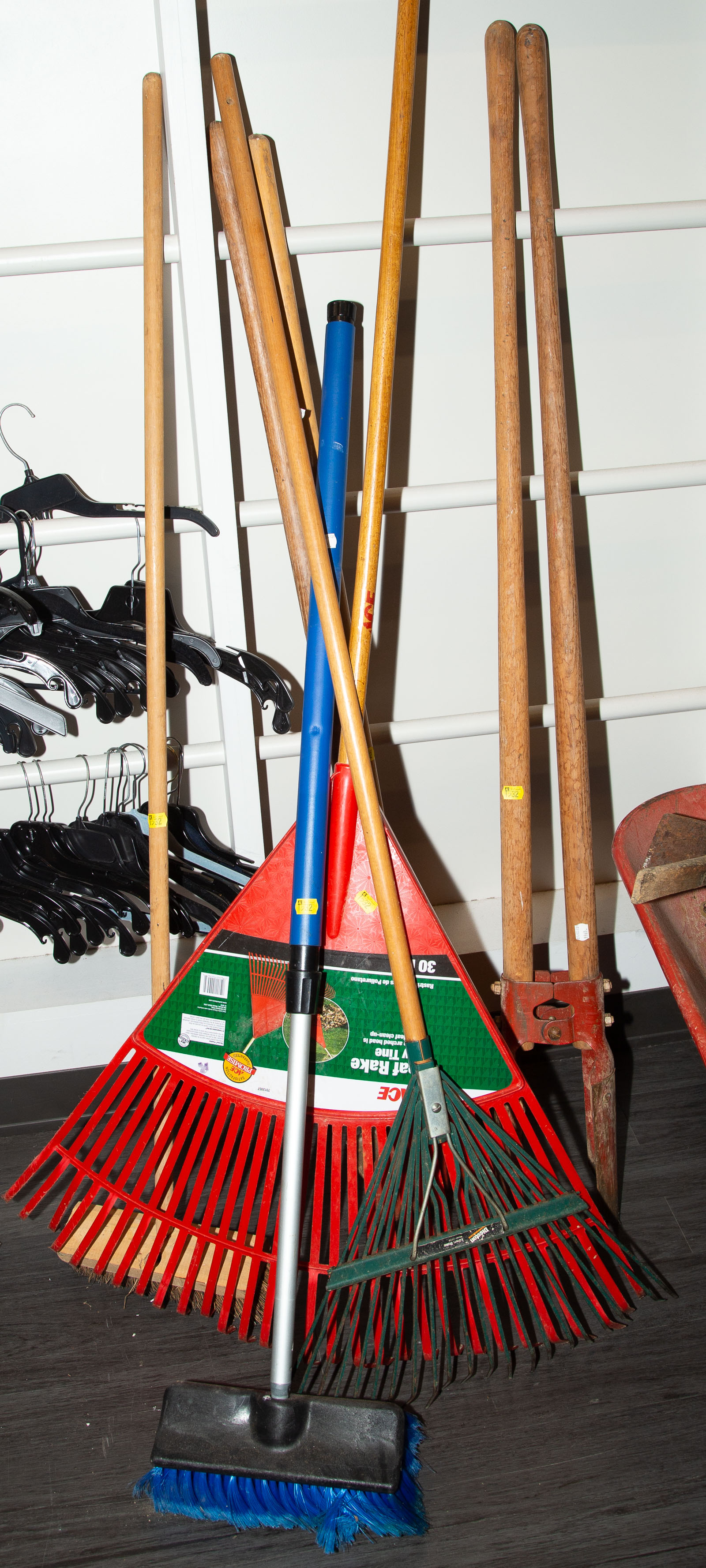 ASSORTED YARD TOOLS Including wheelbarrow;