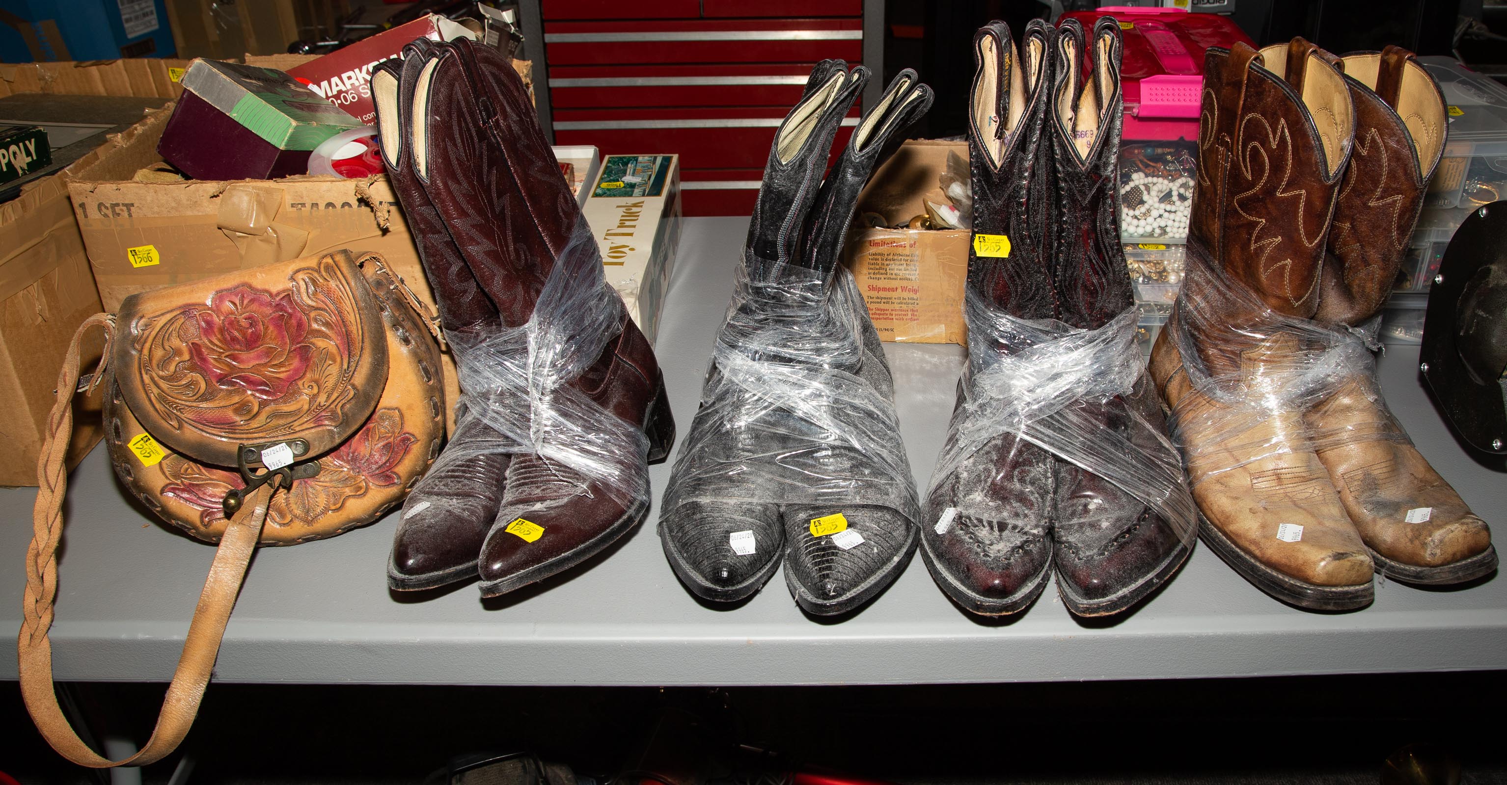 FOUR PAIRS OF COWBOY BOOTS A 33503b