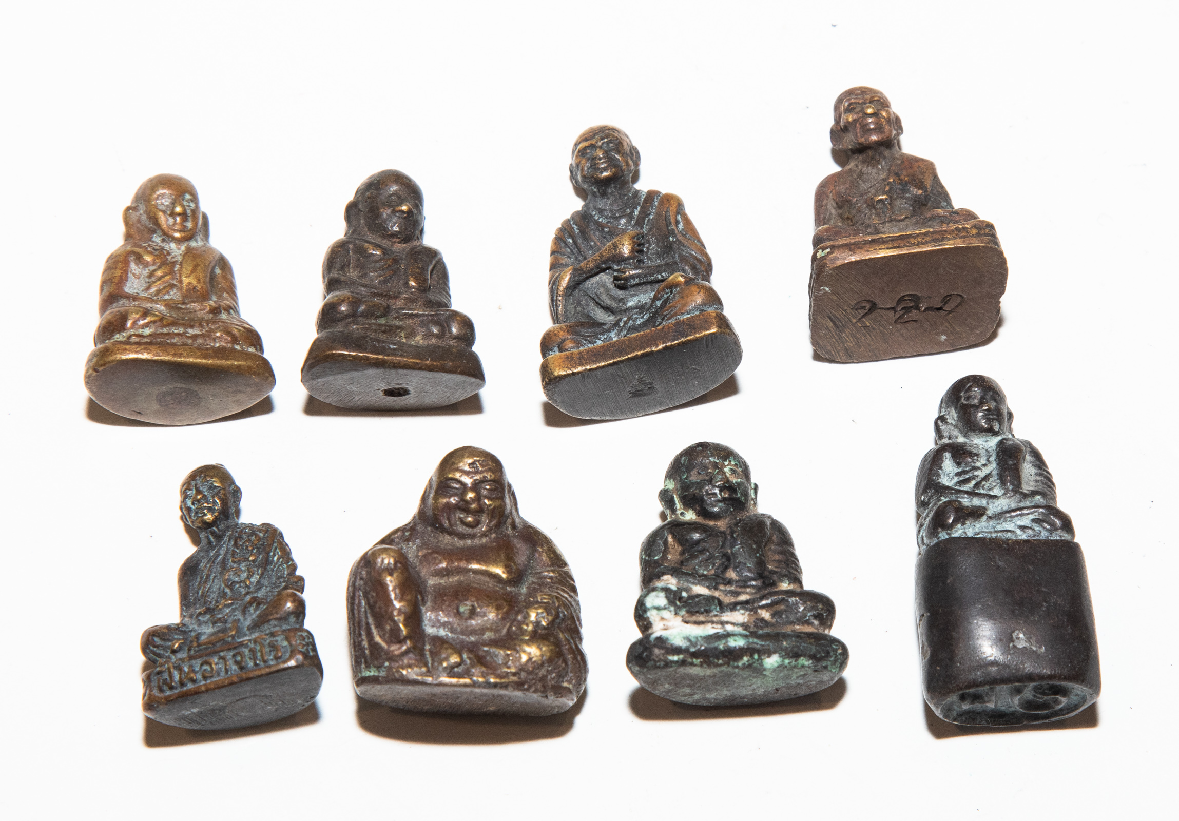 EIGHT CHINESE MINIATURE BRONZE HOTAI