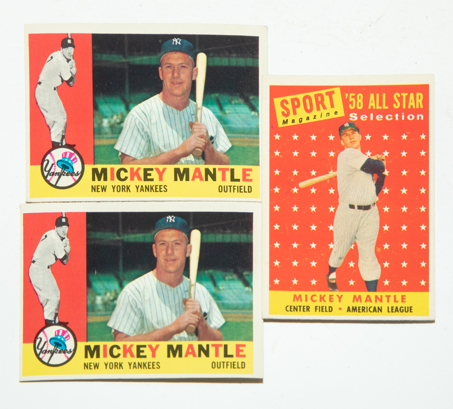 THREE MICKEY MANTLE CARDS Including