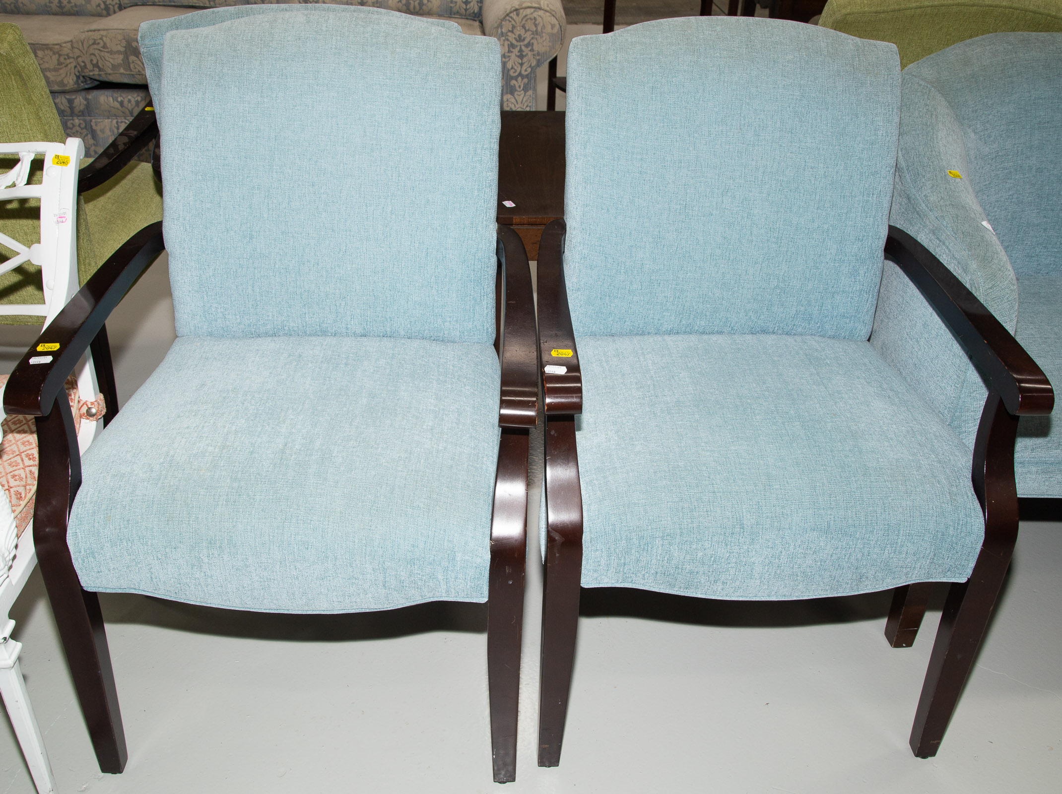 A PAIR OF ART DECO STYLE UPHOLSTERED 3350a1