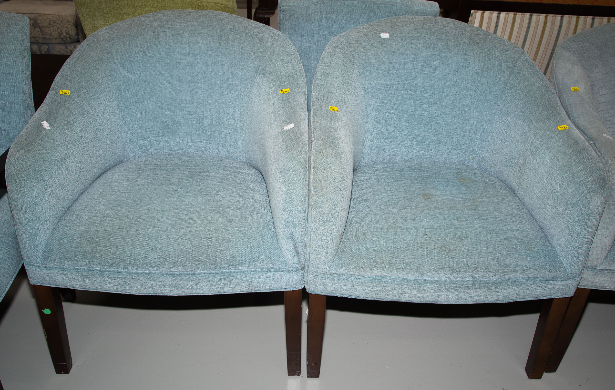 A PAIR OF BARREL BACK CLUB CHAIRS 3350a2