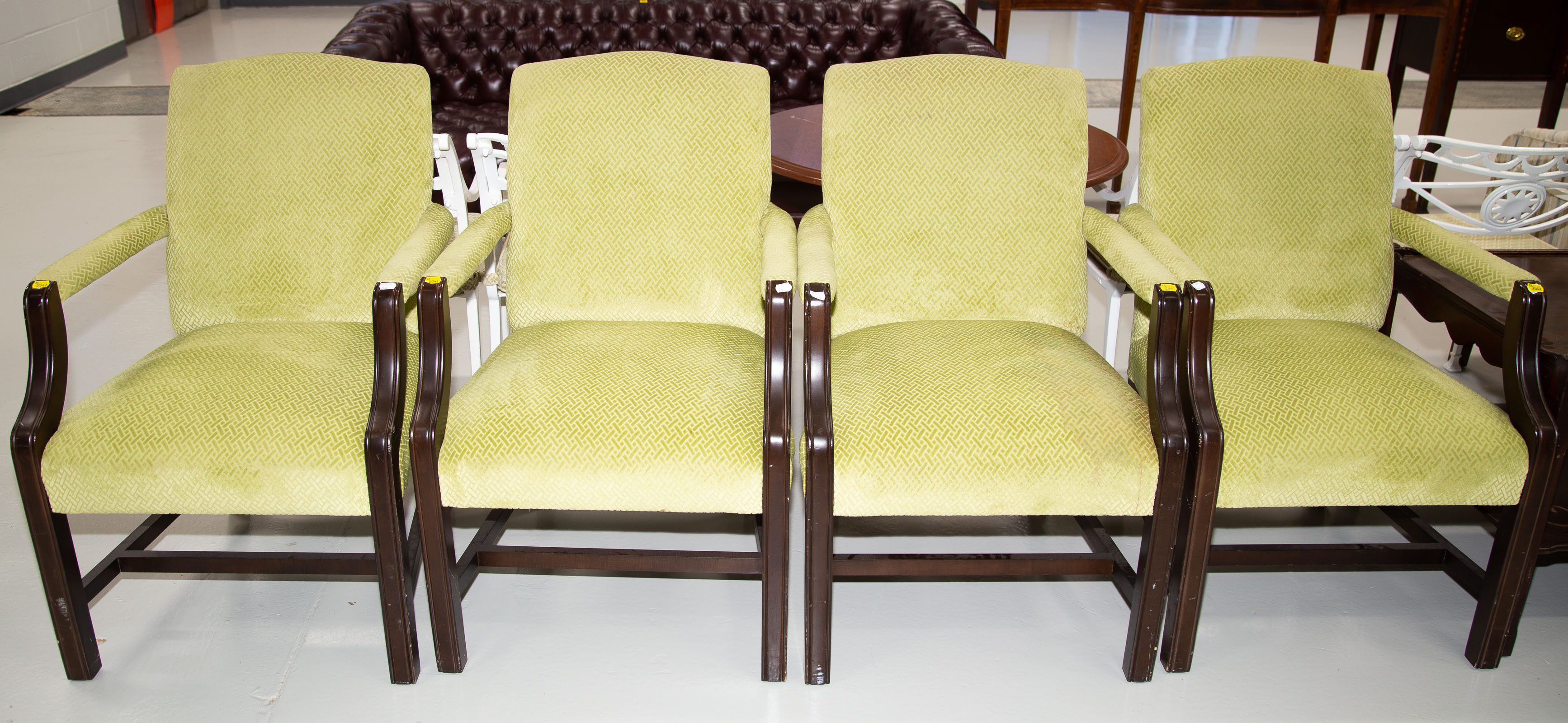 FOUR ART DECO STYLE UPHOLSTERED