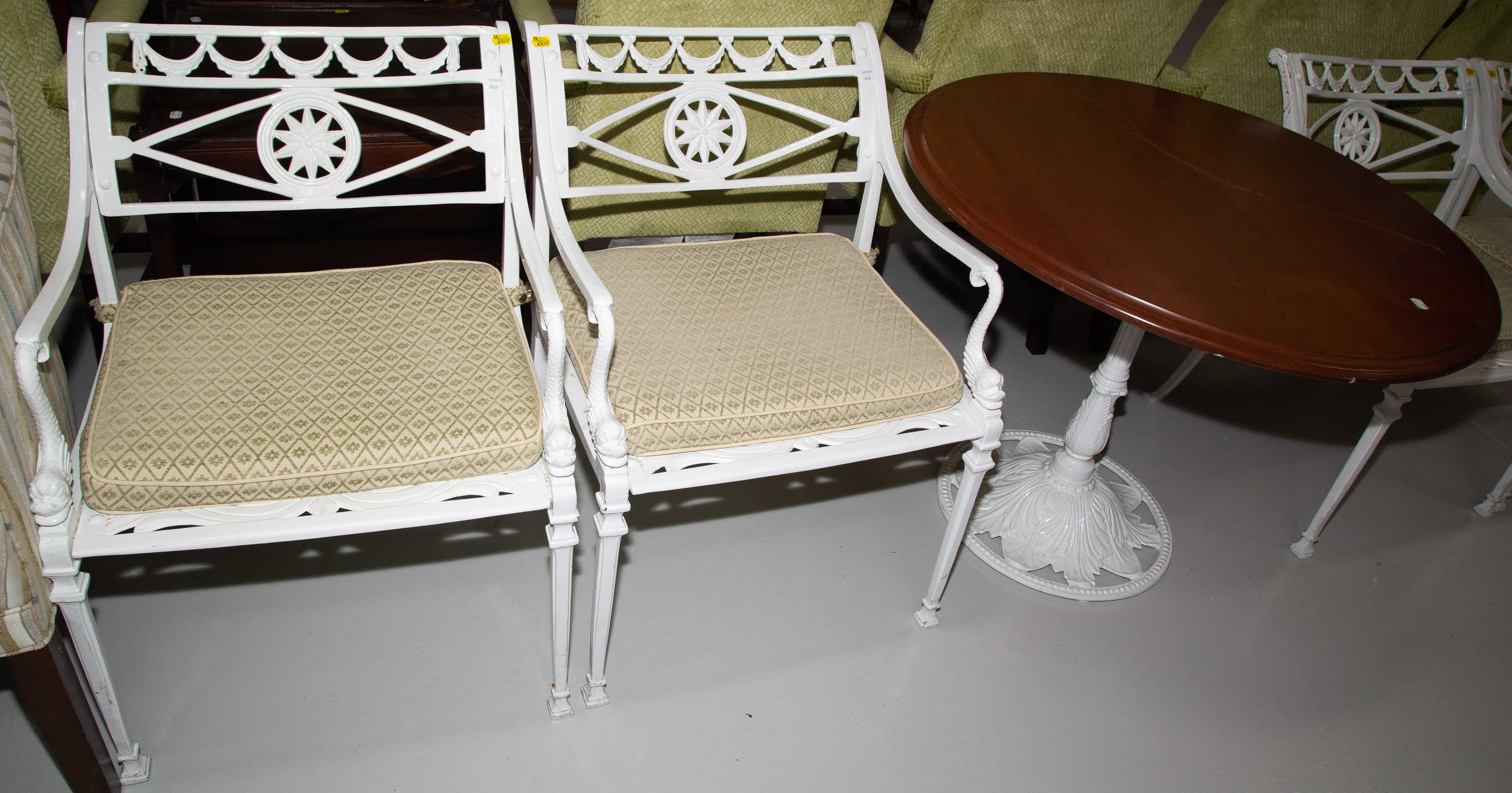 FOUR NEOCLASSICAL IRON CHAIRS &