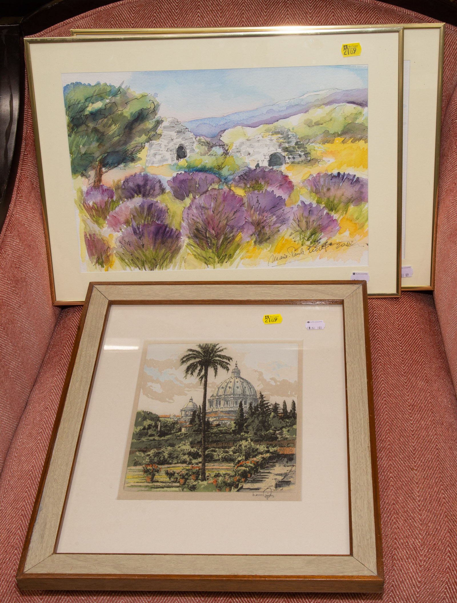 THREE FRAMED ARTWORKS Including