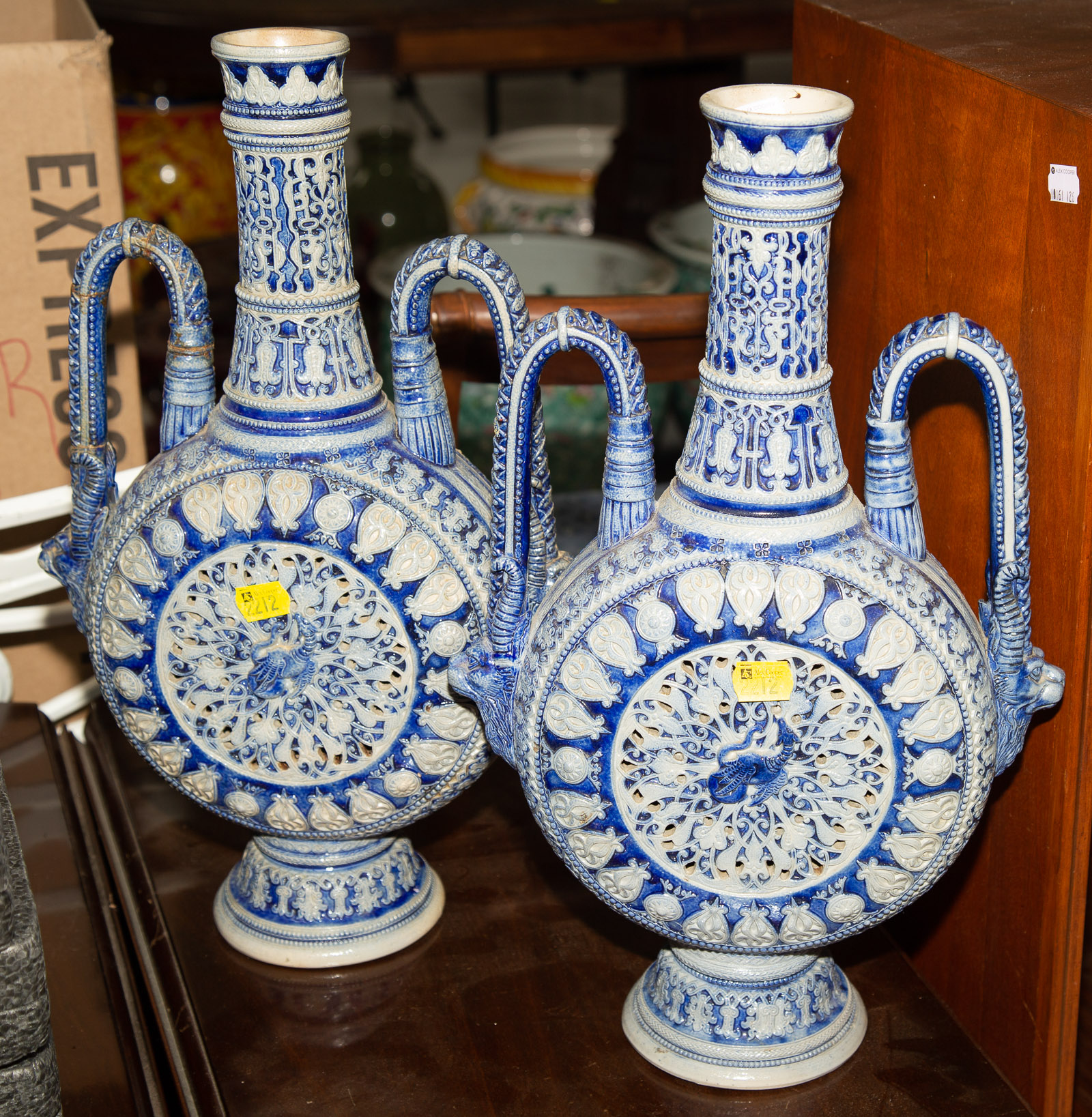 A PAIR OF GERMAN SALT GLAZED STONEWARE 335149