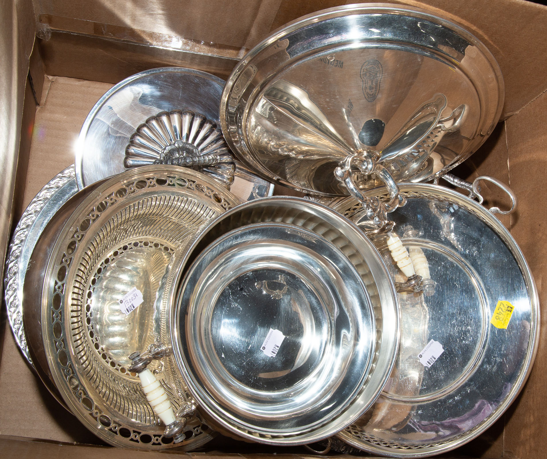 GROUP SILVER PLATED SERVING DISHES