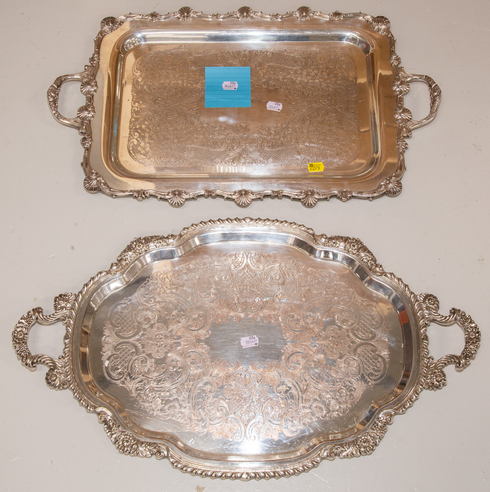 TWO ENGLISH SILVER PLATED SERVING