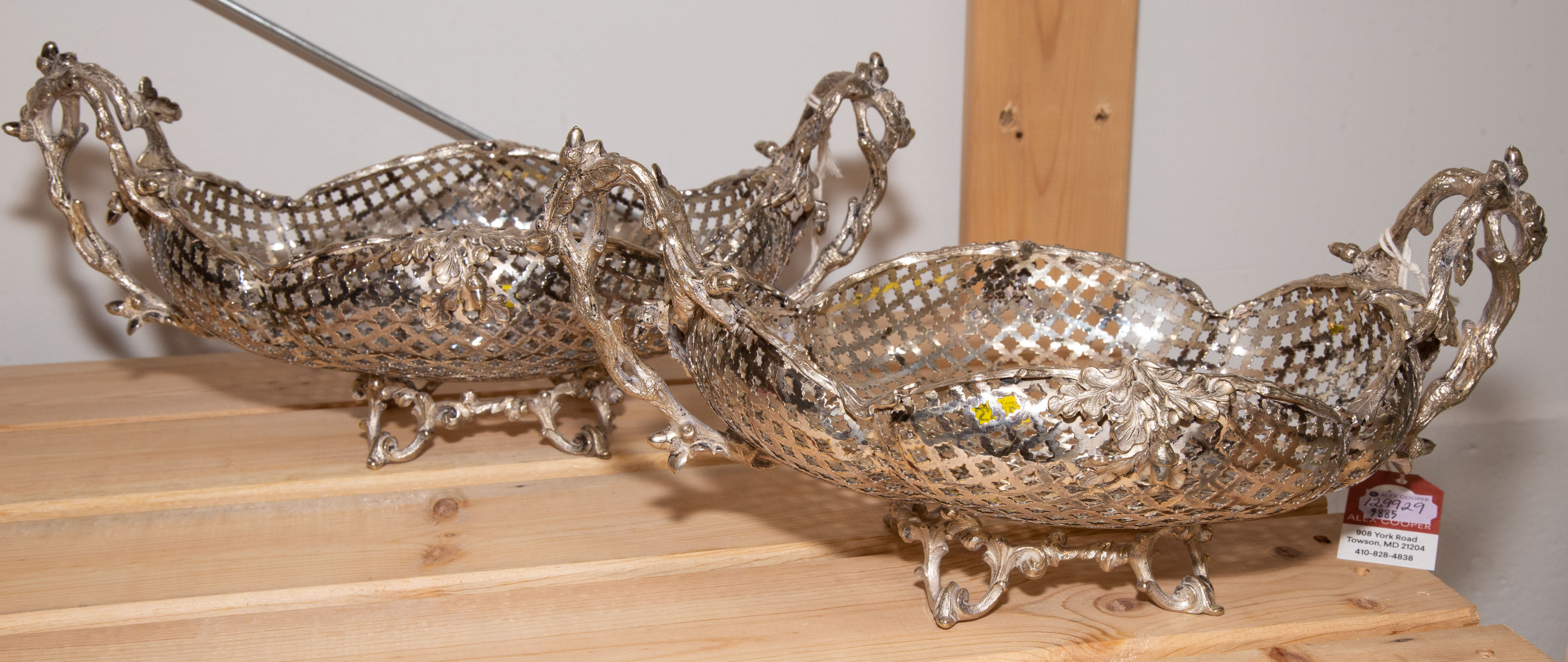 A PAIR OF SILVER PLATED BASKETS