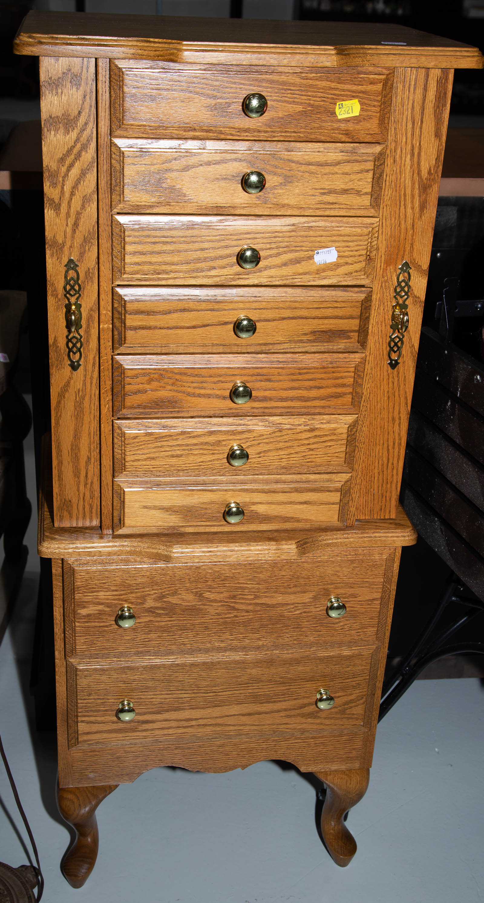 OAK STANDING JEWELRY CHEST Contemporary.