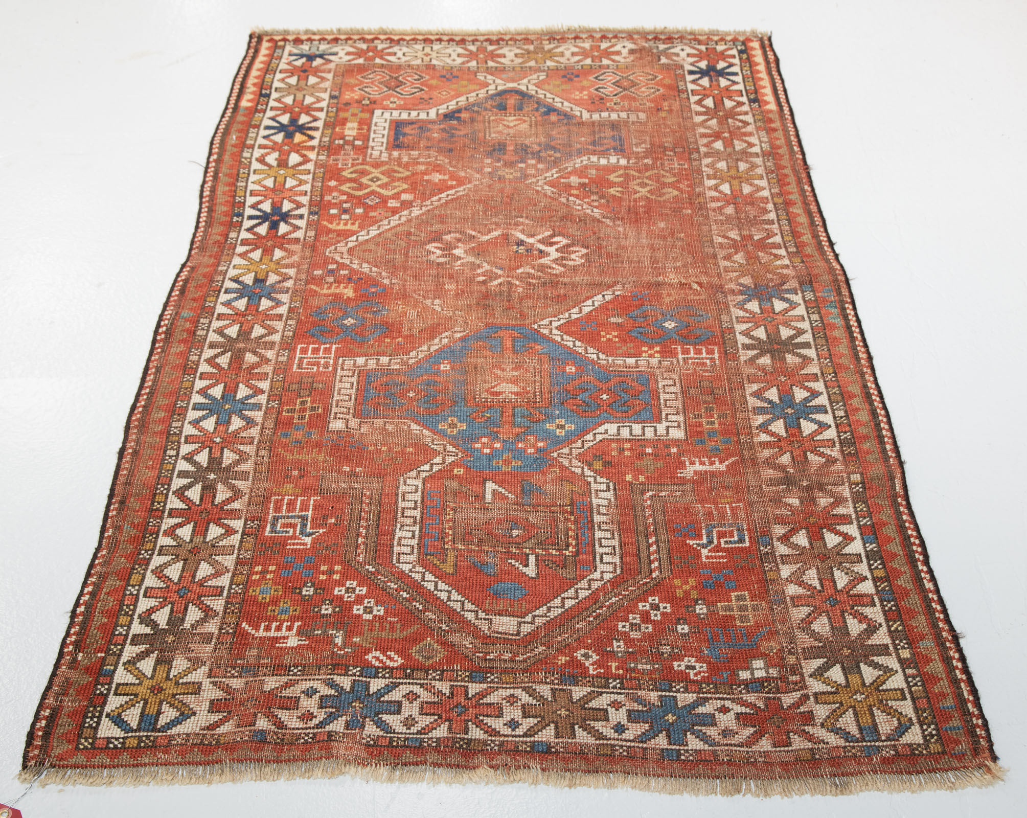 ANTIQUE KAZAK RUG, CAUCASUS, 3.4