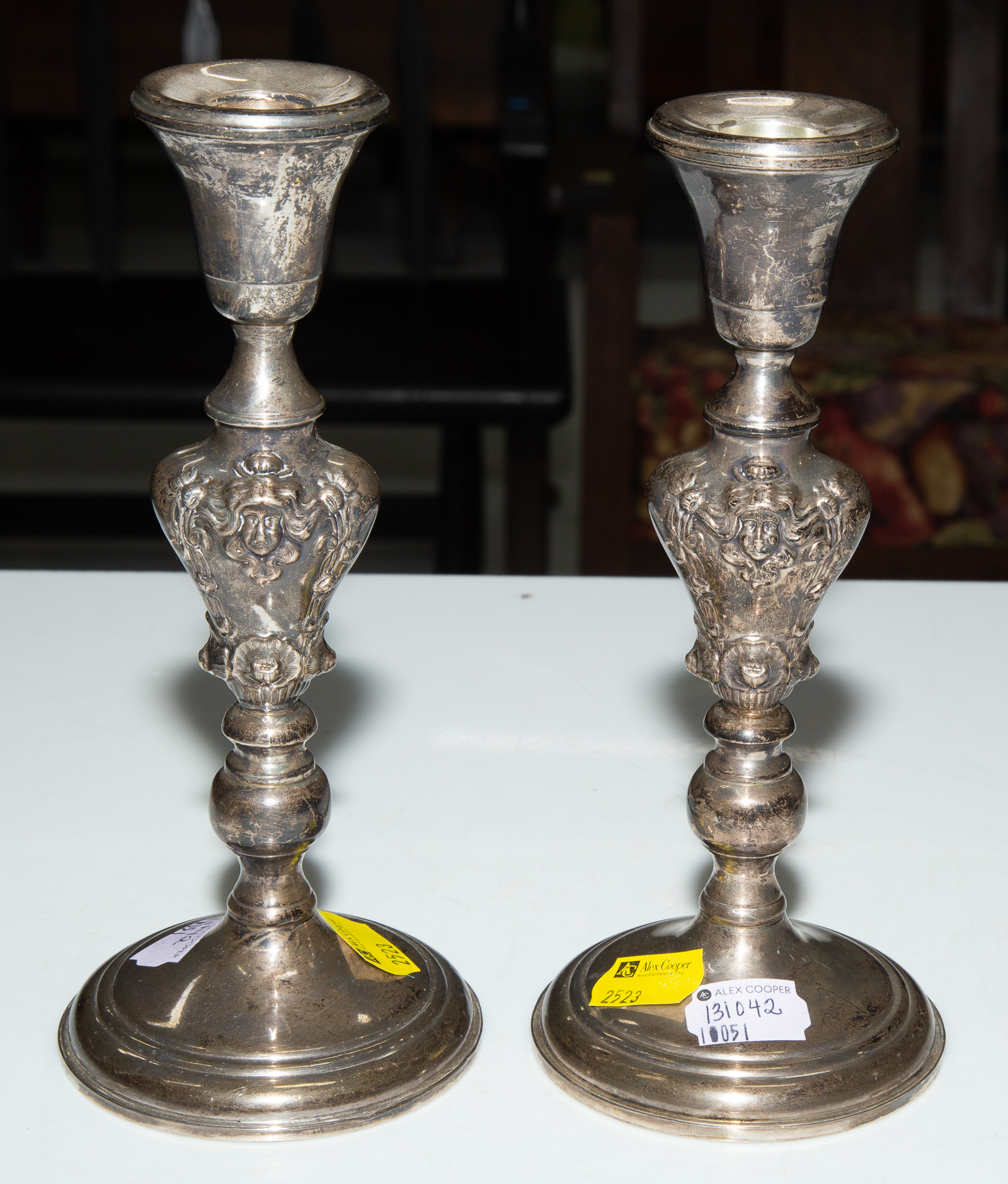 PAIR STERLING WEIGHTED CANDLESTICKS 33526e
