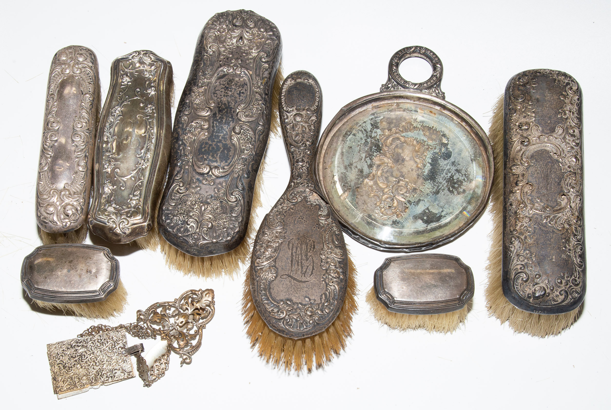 SEVEN ASSORTED STERLING-MOUNTED