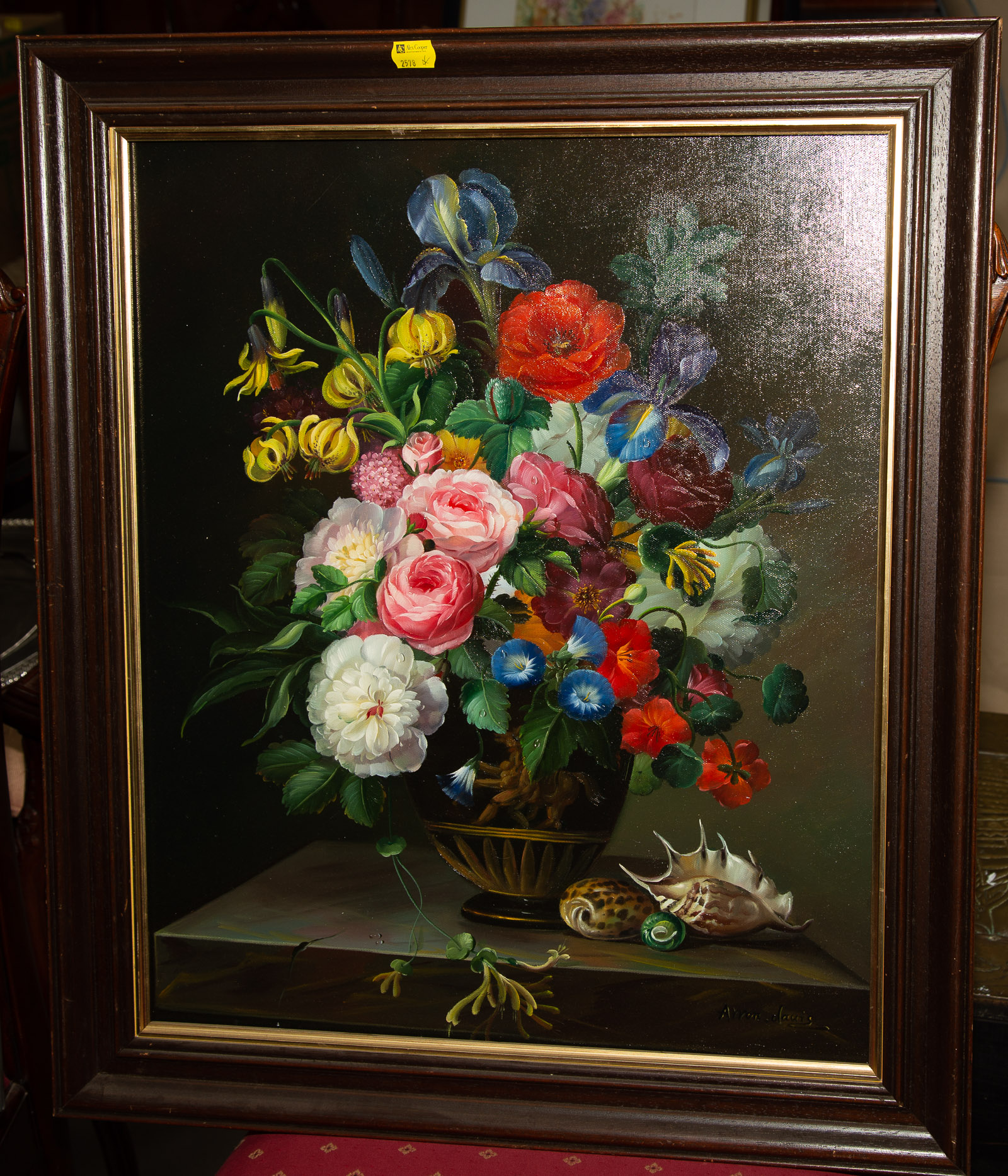 FRAMED FLORAL STILL LIFE OIL ON 3352a2