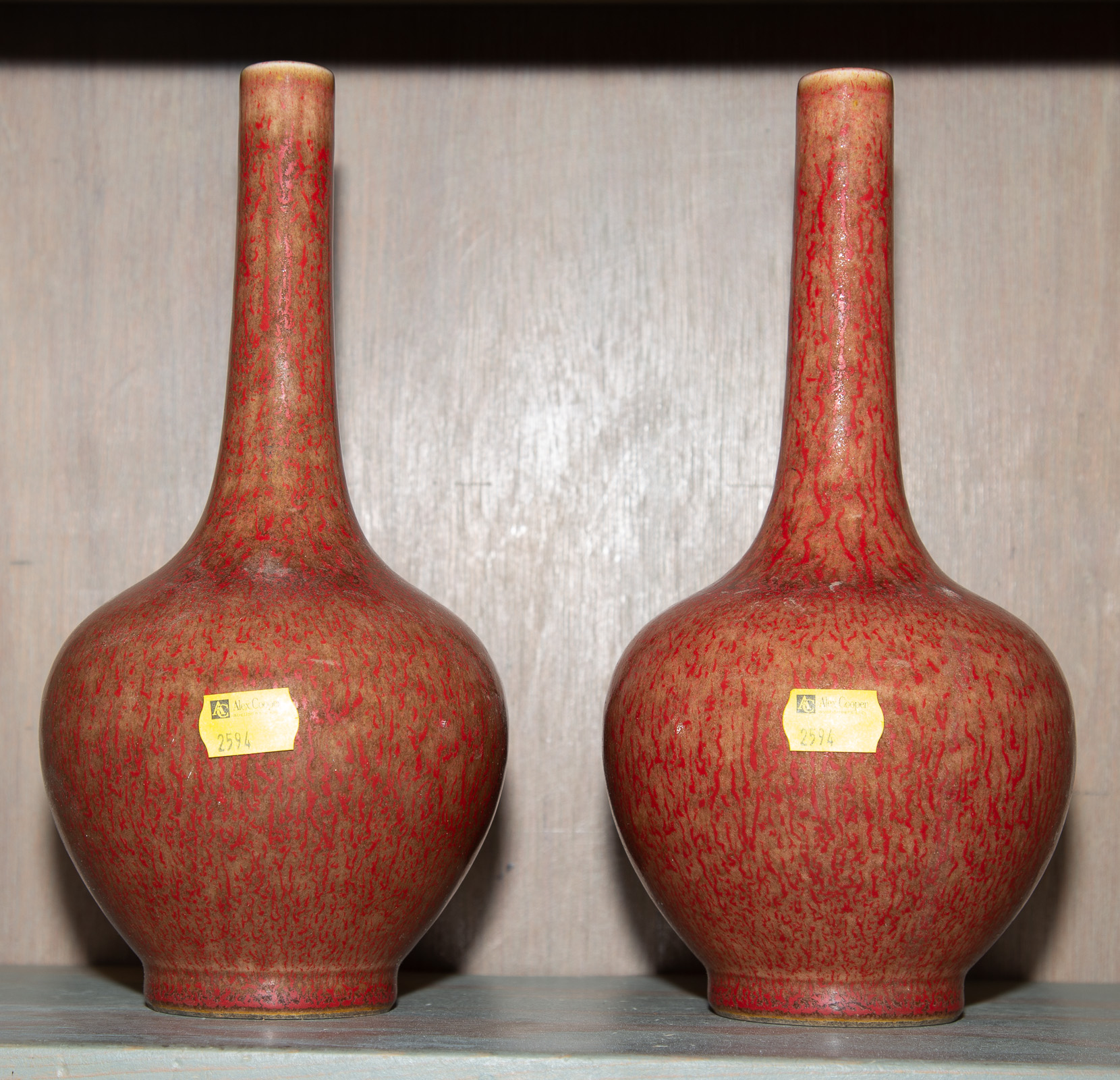 A PAIR OF CHINESE FLAMBE GLAZED 3352b0