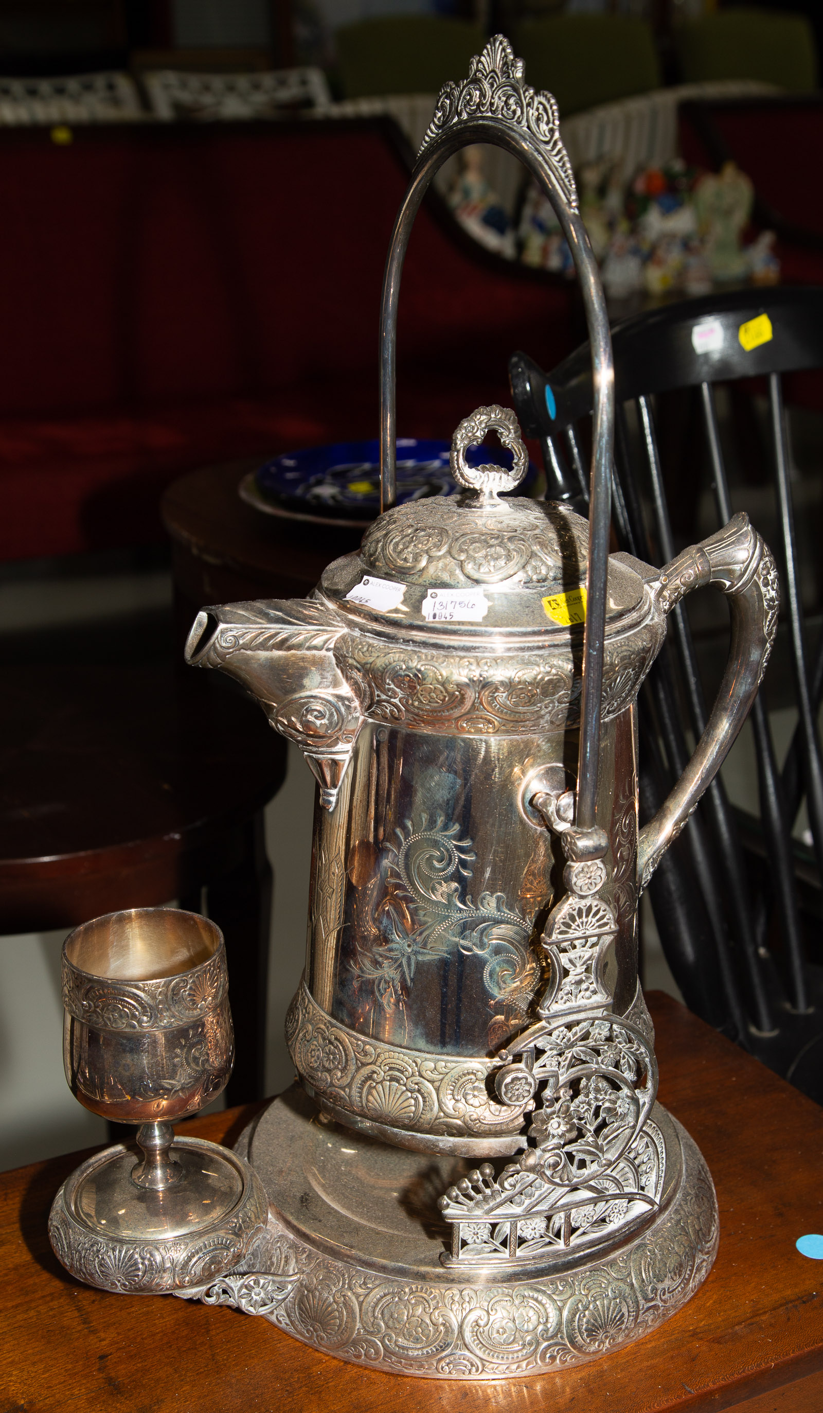 BARBOUR SILVER PLATED HOT WATER KETTLE-ON-STAND