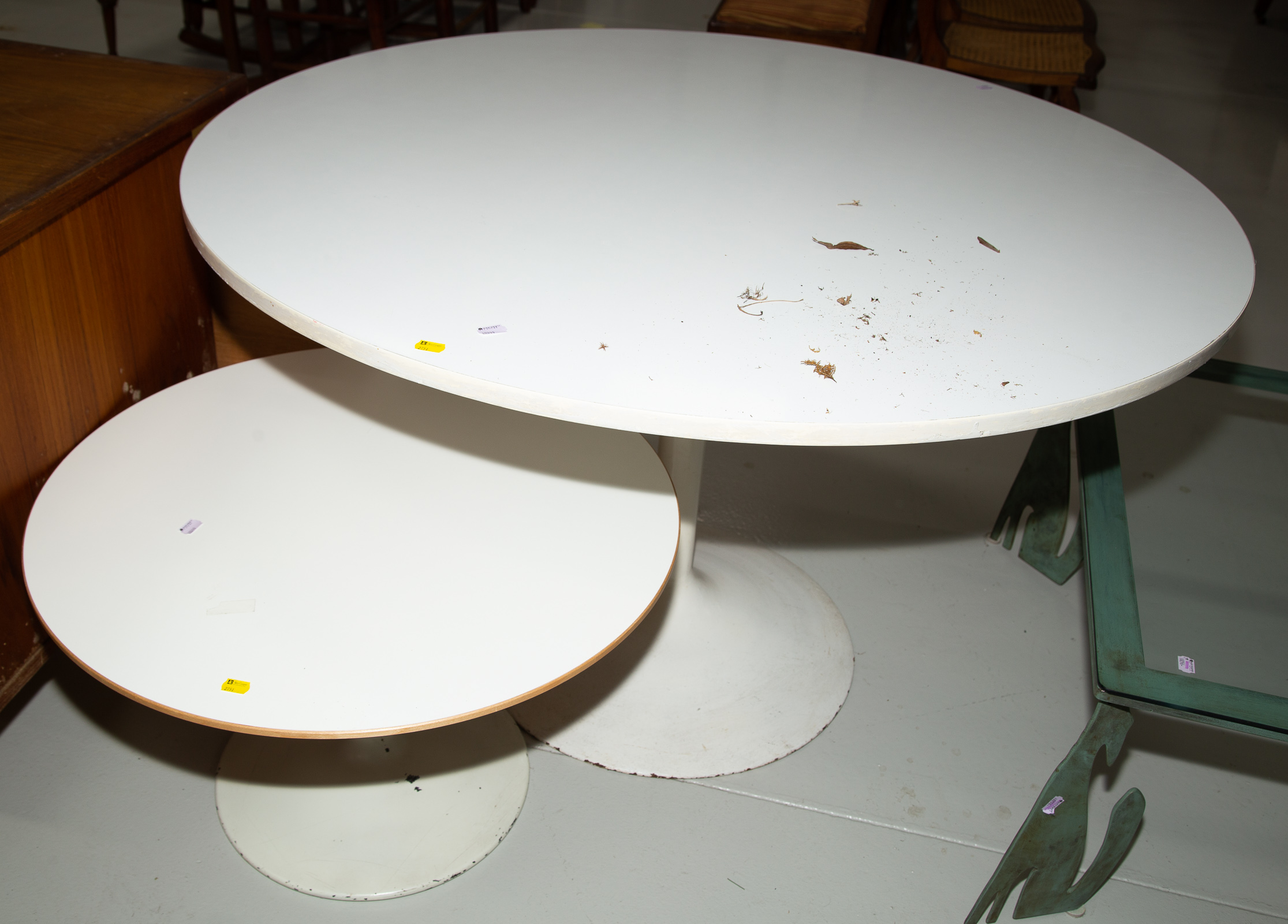 TWO E. SAARINEN STYLE TABLES Comprising