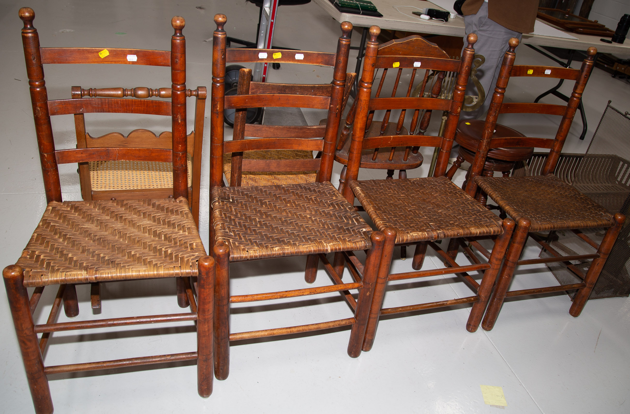 SET OF FOUR MAPLE LADDERBACK SIDE