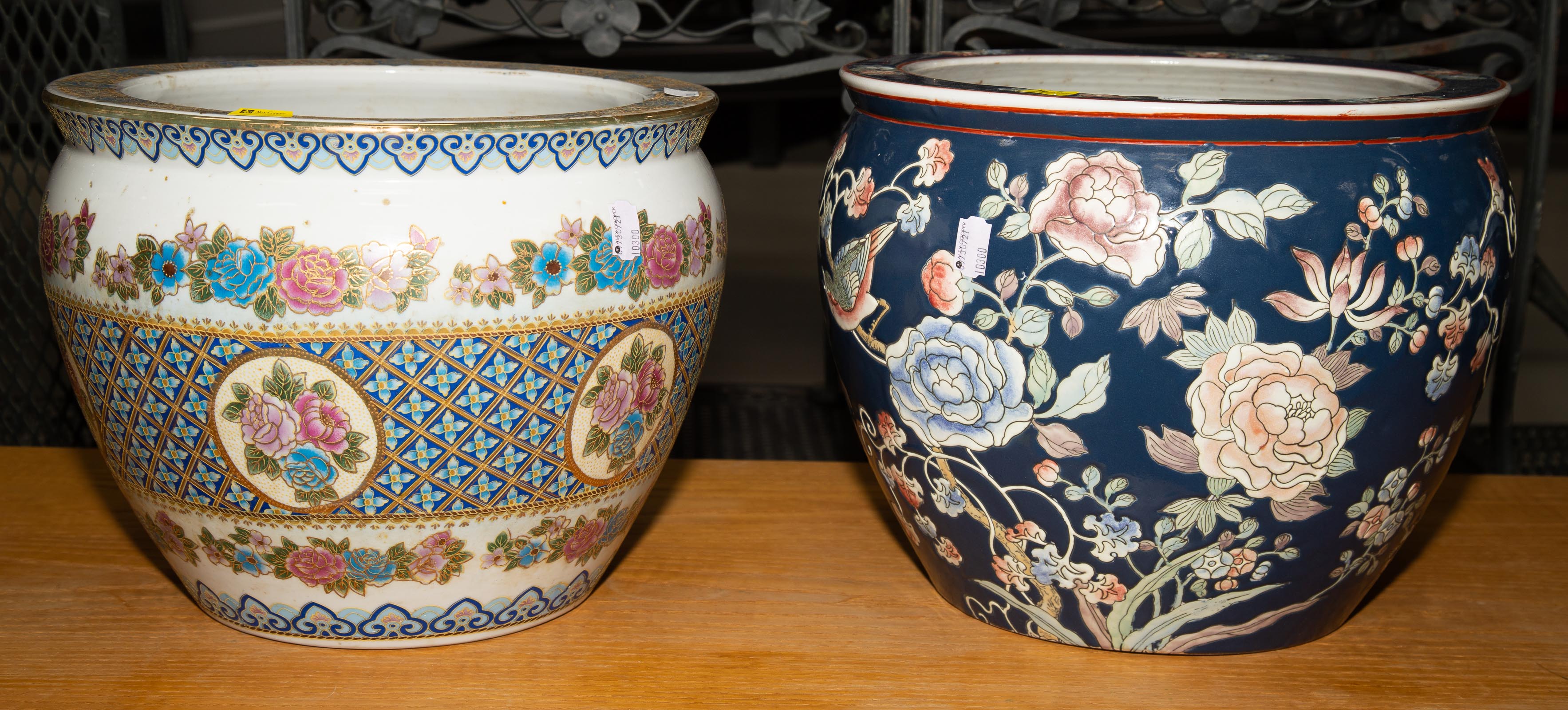 TWO CHINESE PORCELAIN FISH BOWLS