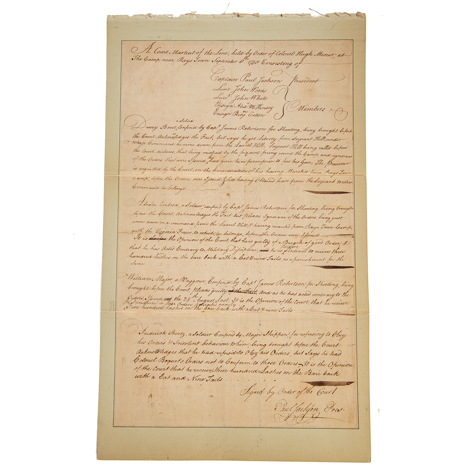 COURT MARTIAL DOCUMENT; FORBESS EXPEDITION,