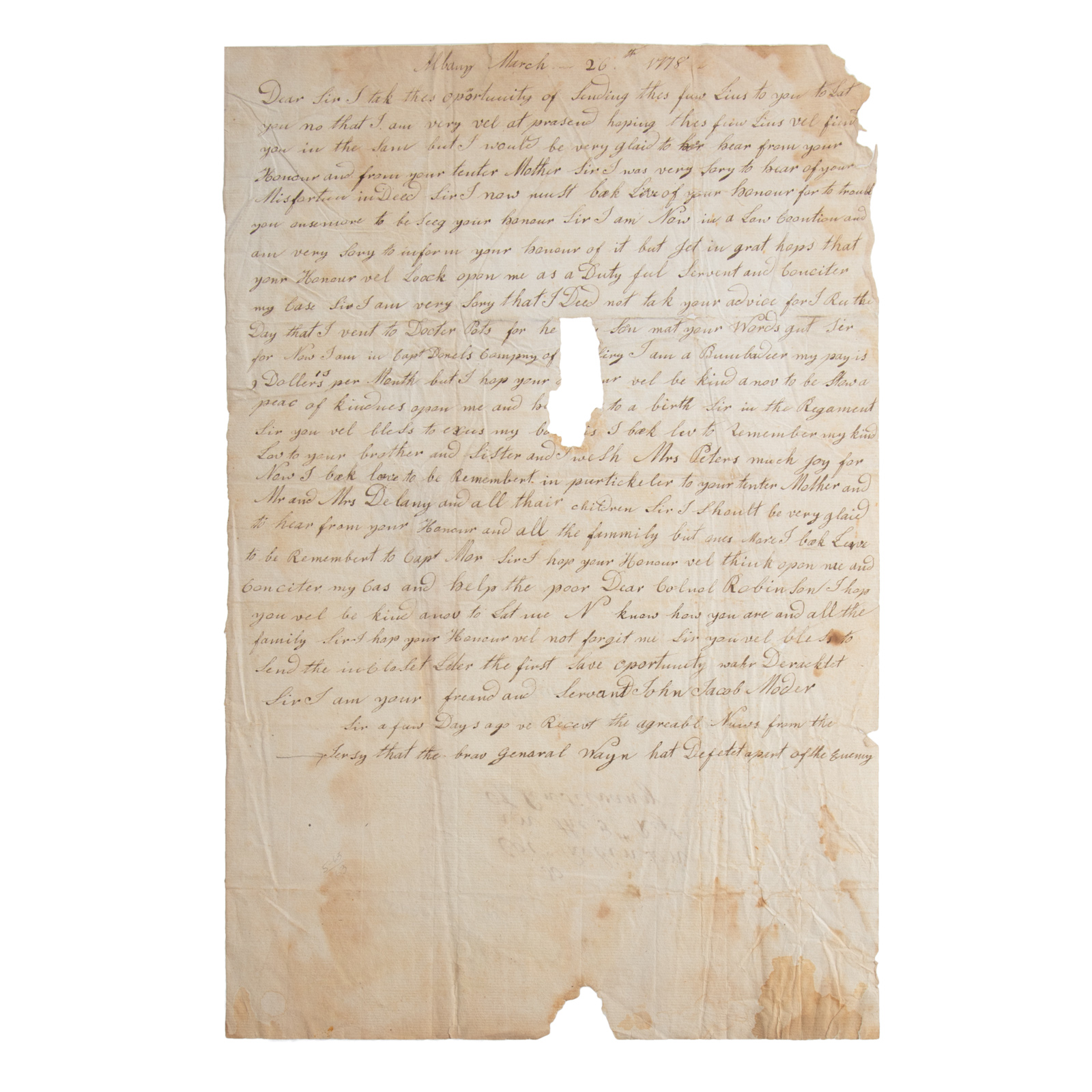 REVOLUTIONARY WAR PRIVATE S LETTER  3353ee