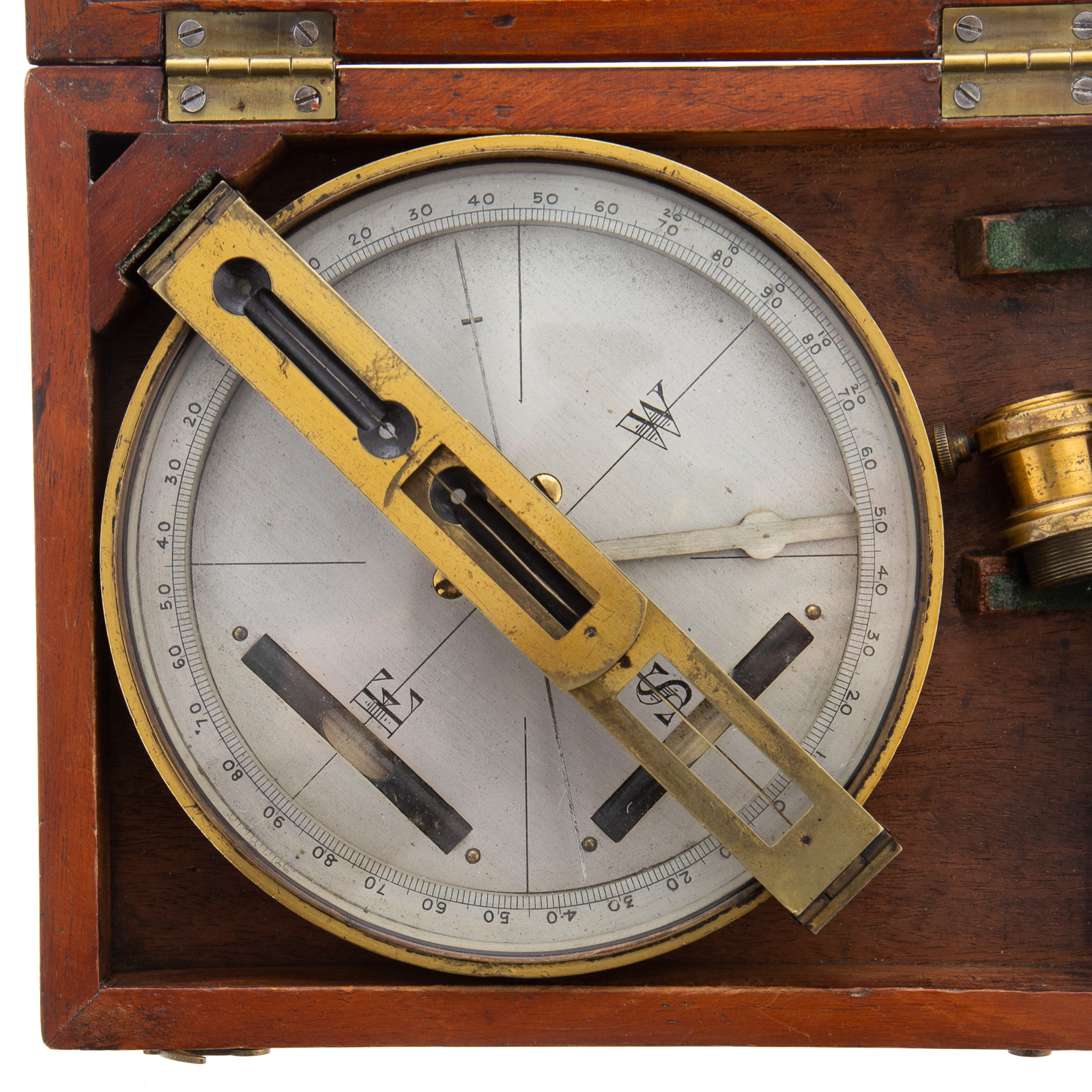 ENGRAVED SURVEYOR'S BRASS COMPASS