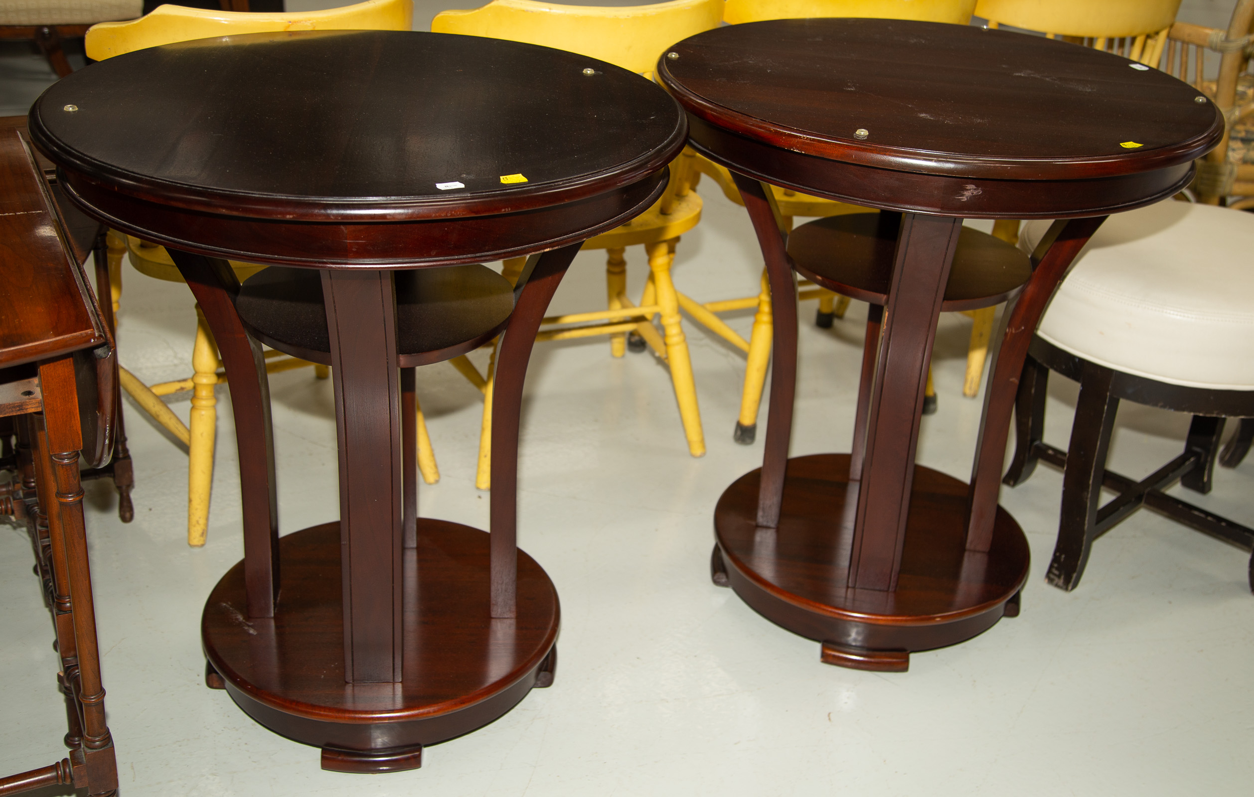 A PAIR OF LAMP TABLES 30 1/4 in.