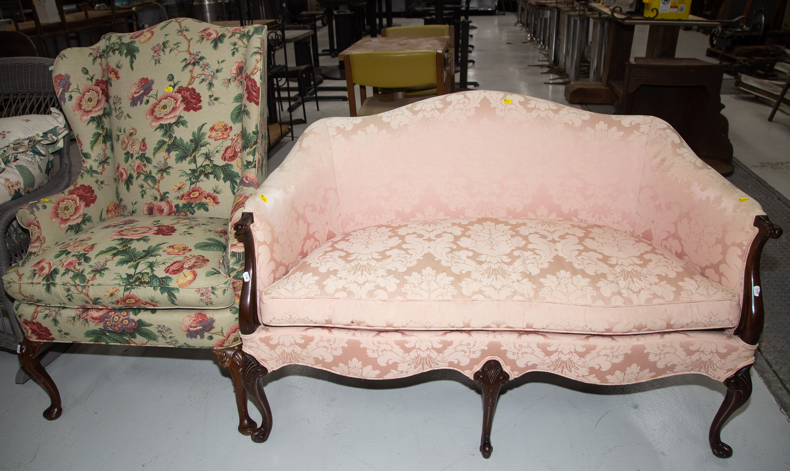 FRENCH STYLE SETTEE & A HICKORY