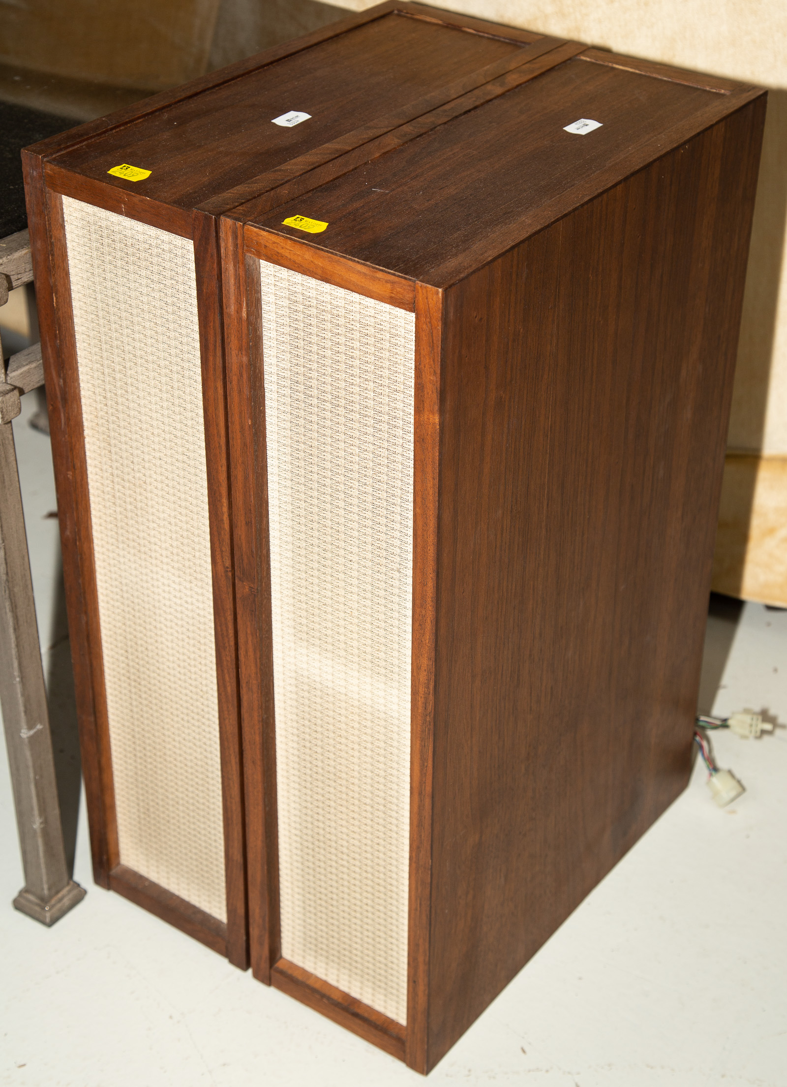 A PAIR OF MID CENTURY STYLE SPEAKERS
