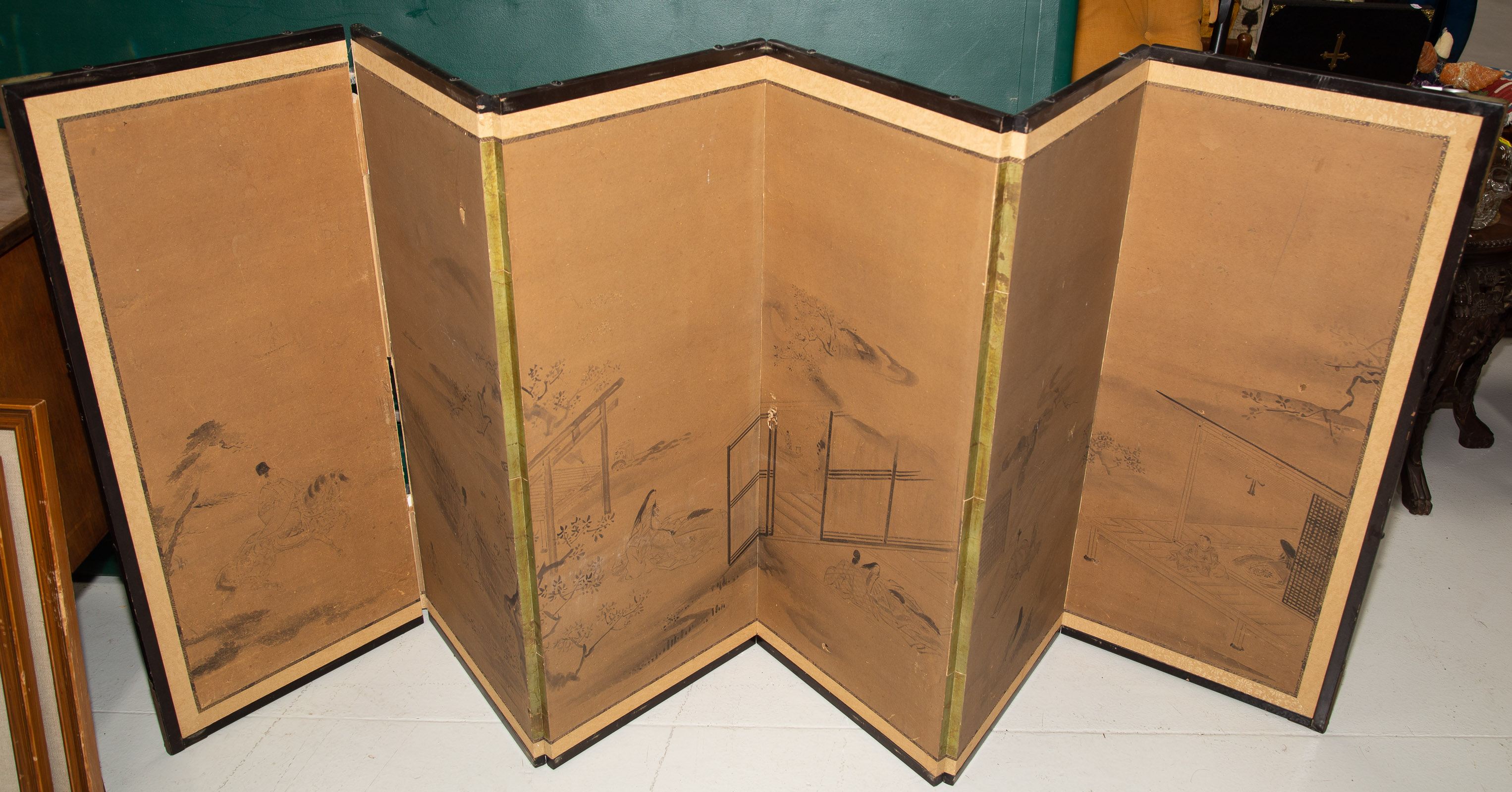 JAPANESE SIX PANEL TEA SCREEN 19th 337c74