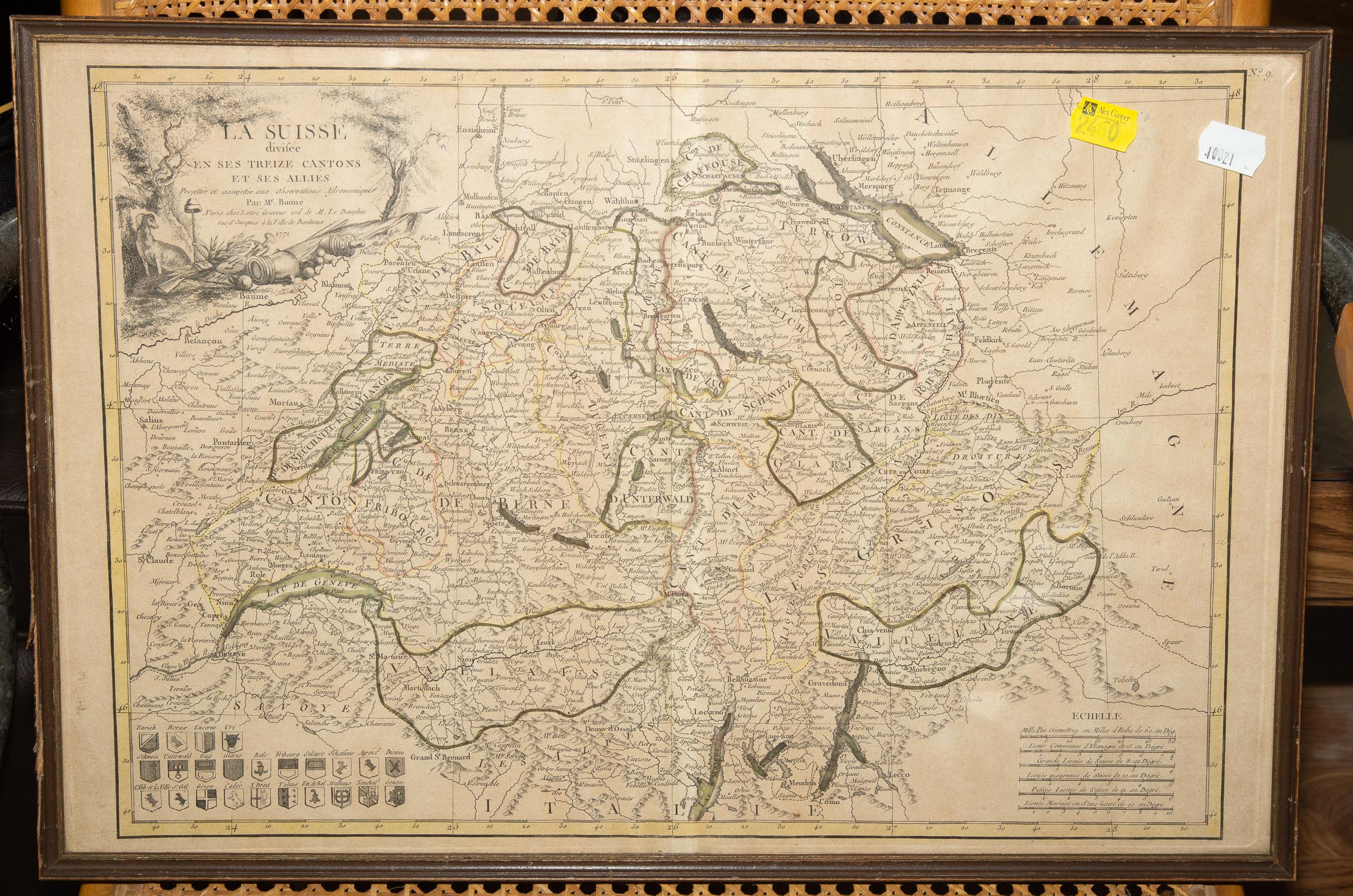 FRAMED MAP OF SWITZERLAND 1771 337c7e