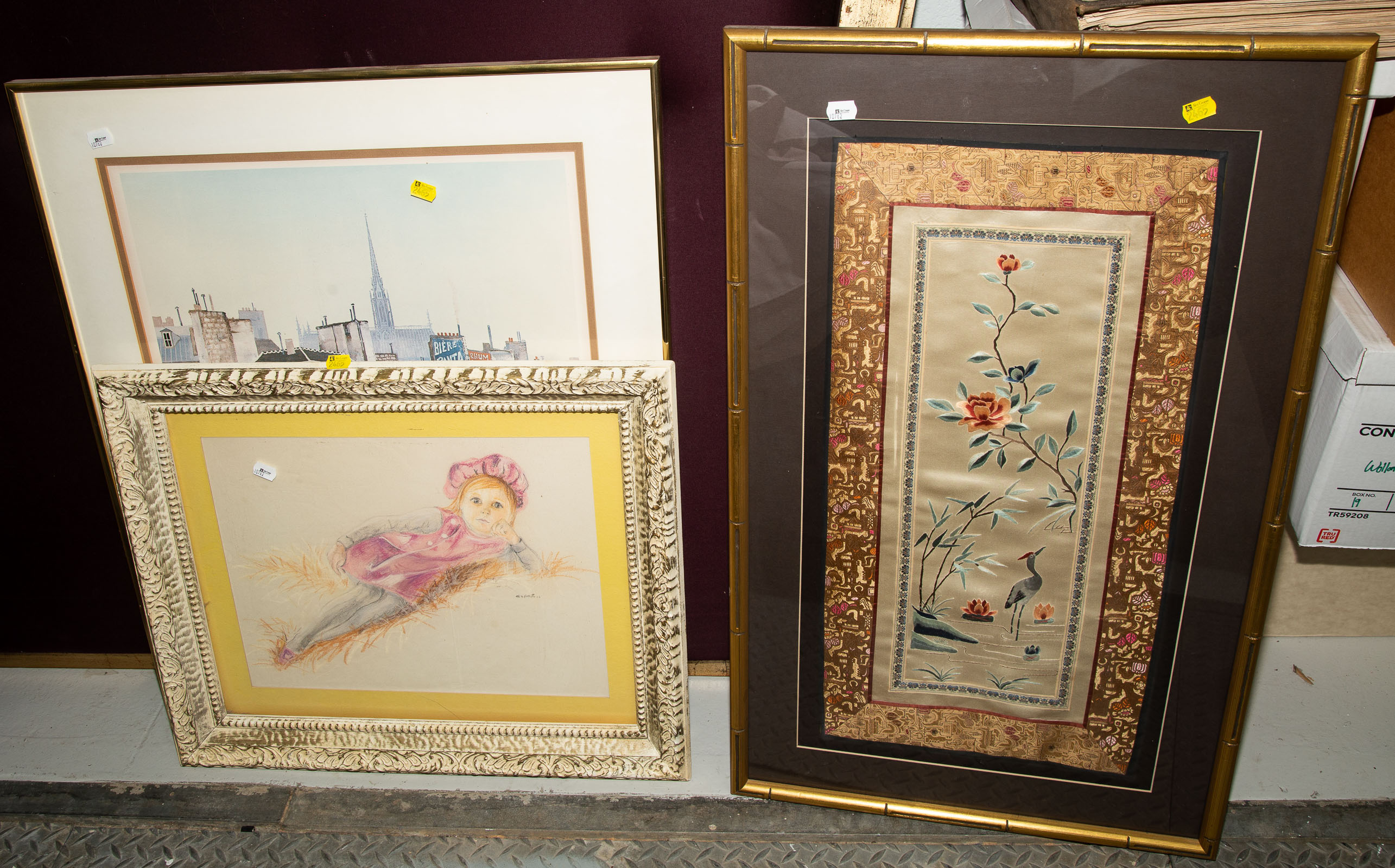 TWO FRAMED ARTWORKS WITH LARGE
