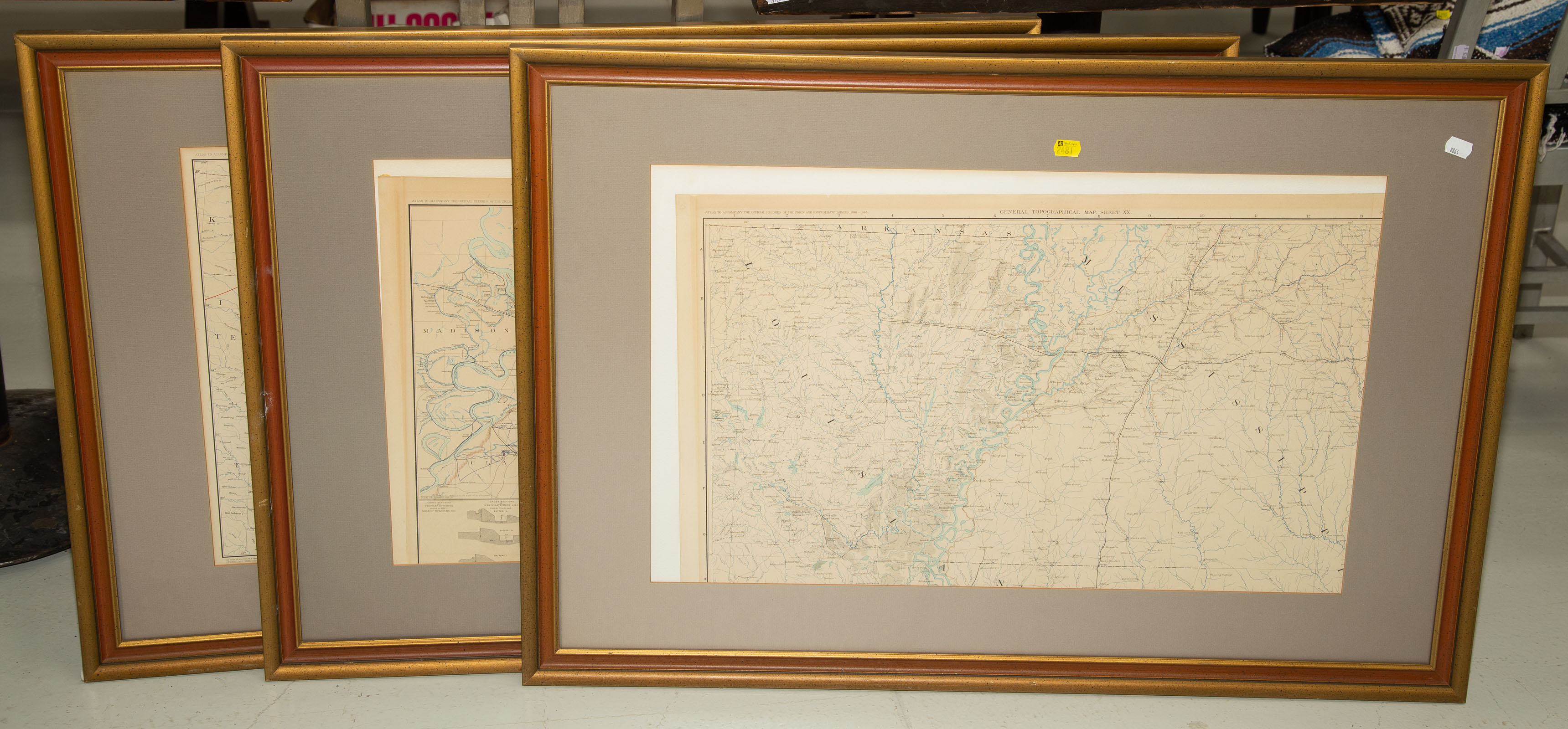 THREE FRAMED MAPS Includes showing 337c92