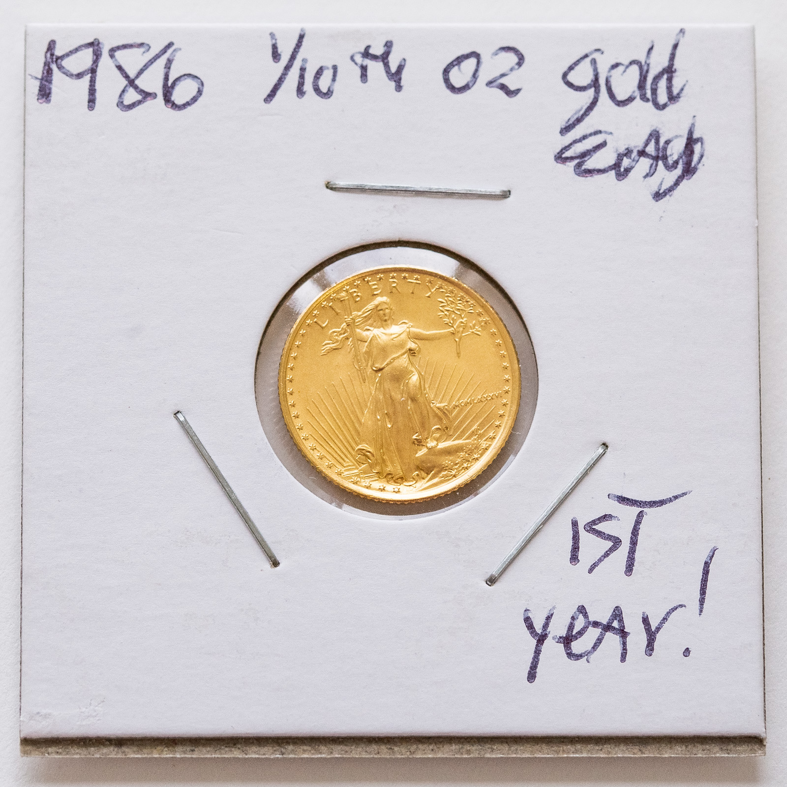 1986 1/10TH OZ $5 GOLD AMERICAN