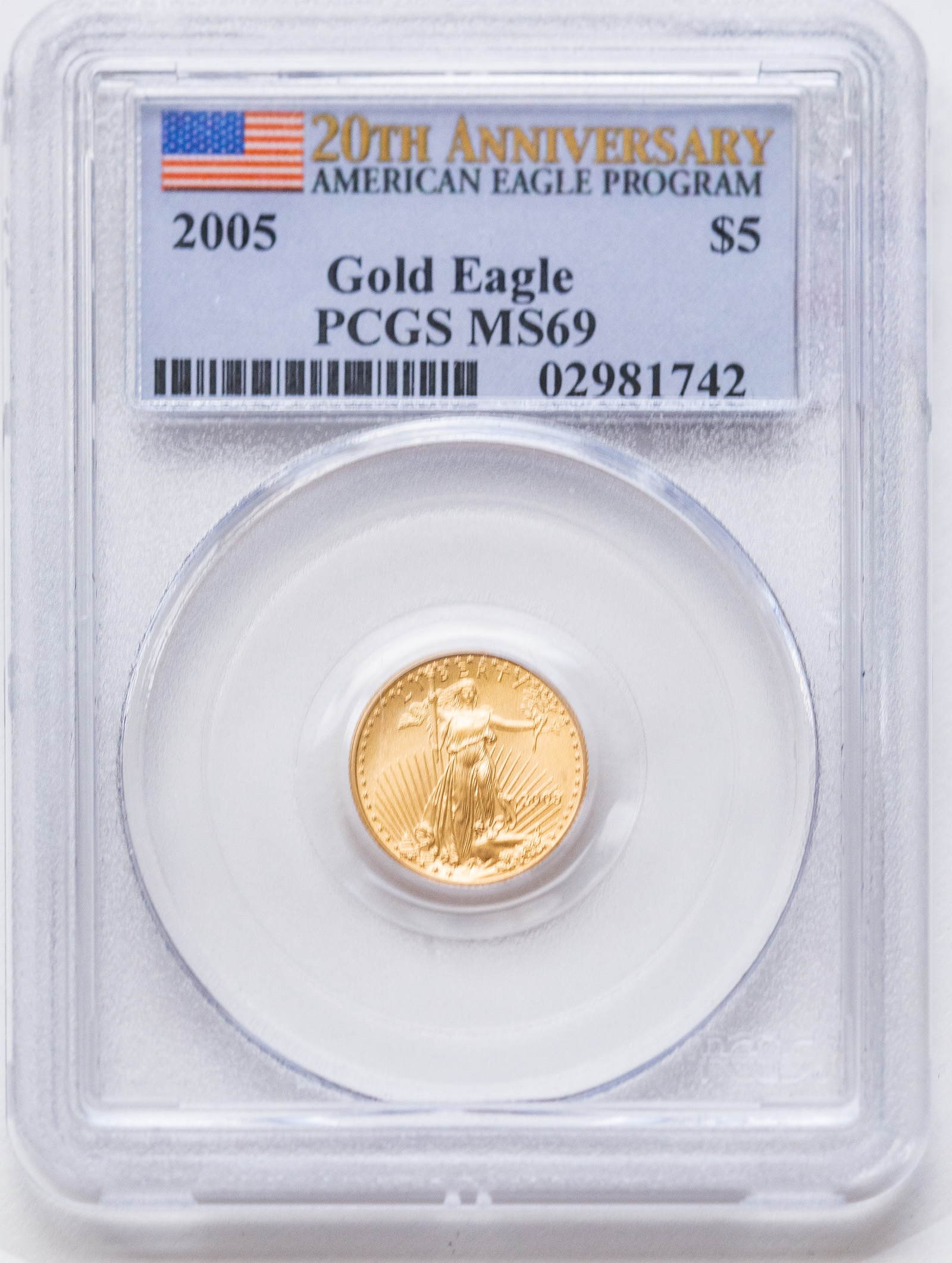 2005 PCGS MS69 GOLD 5 1 10TH OZ 337cc2