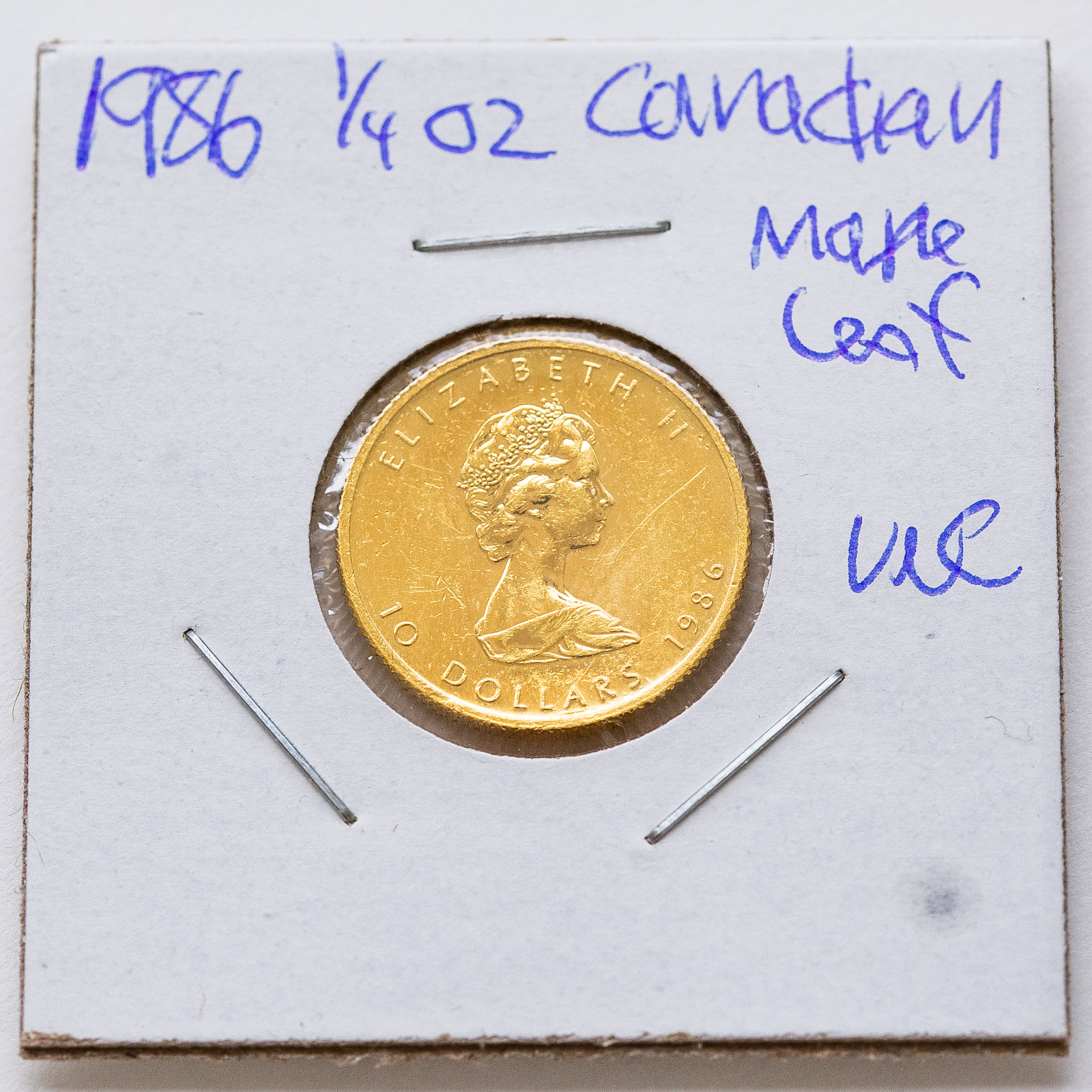 1986 1 4 OZ GOLD CANADIAN MAPLE 337cc0