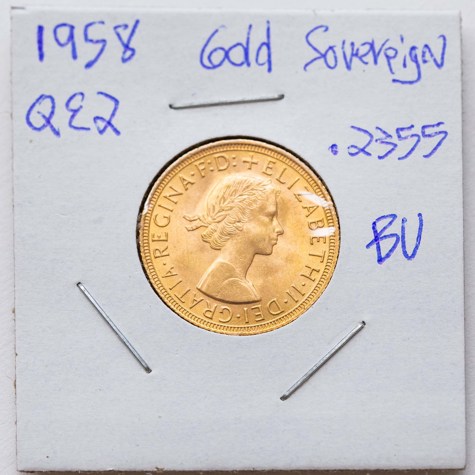 1958 QE2 GOLD SOVEREIGN AGW - .2355