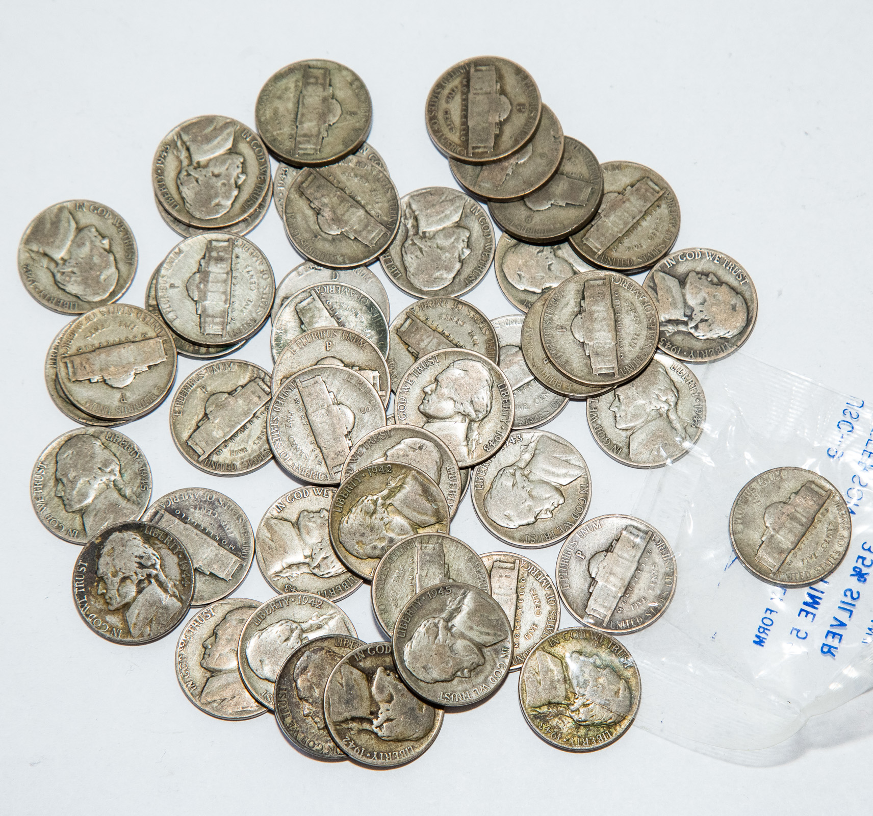 46 SILVER WAR NICKELS .