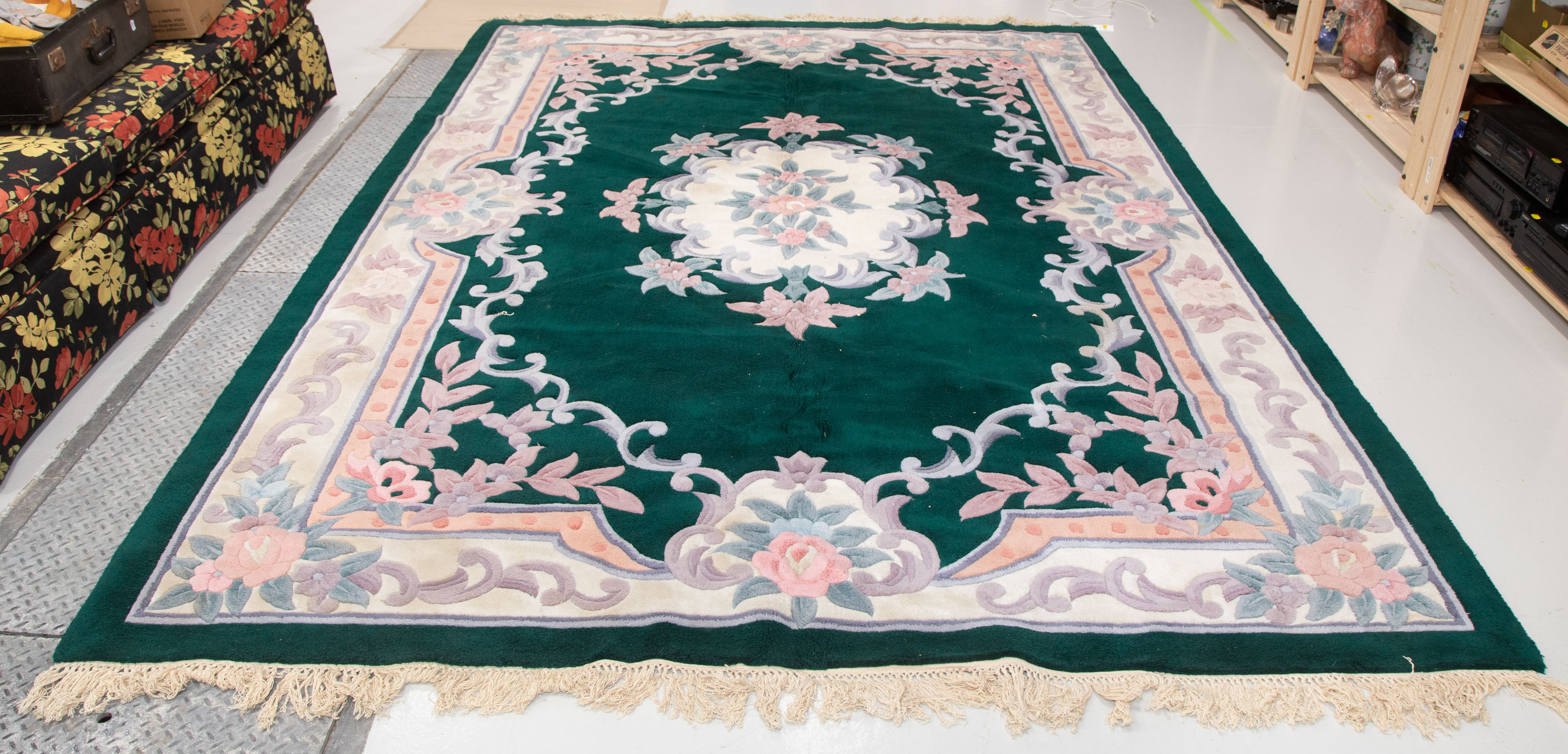 CHINESE AUBUSSON STYLE TUFTED RUG,