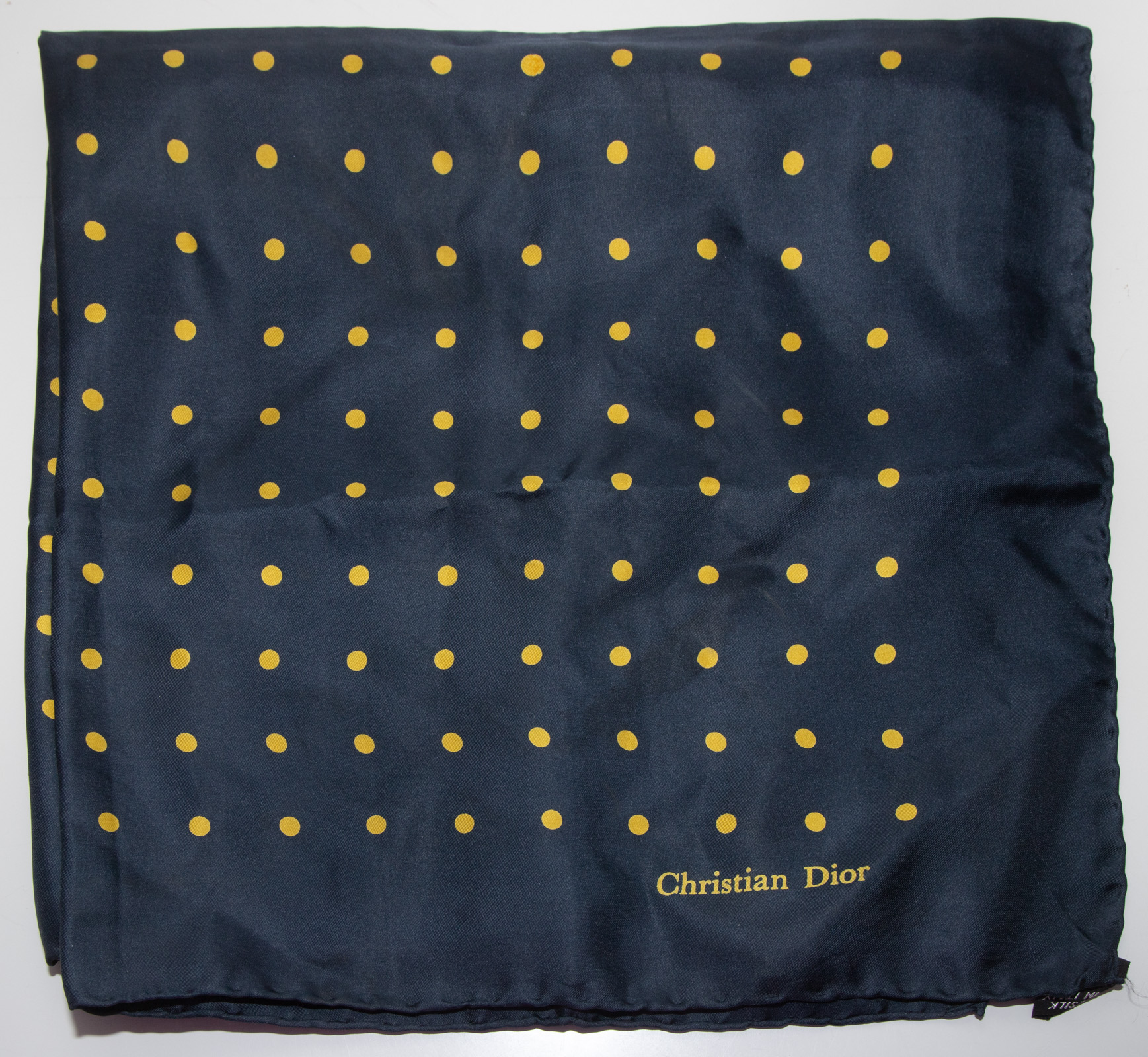 A CHRISTIAN DIOR SCARF Navy and yellow