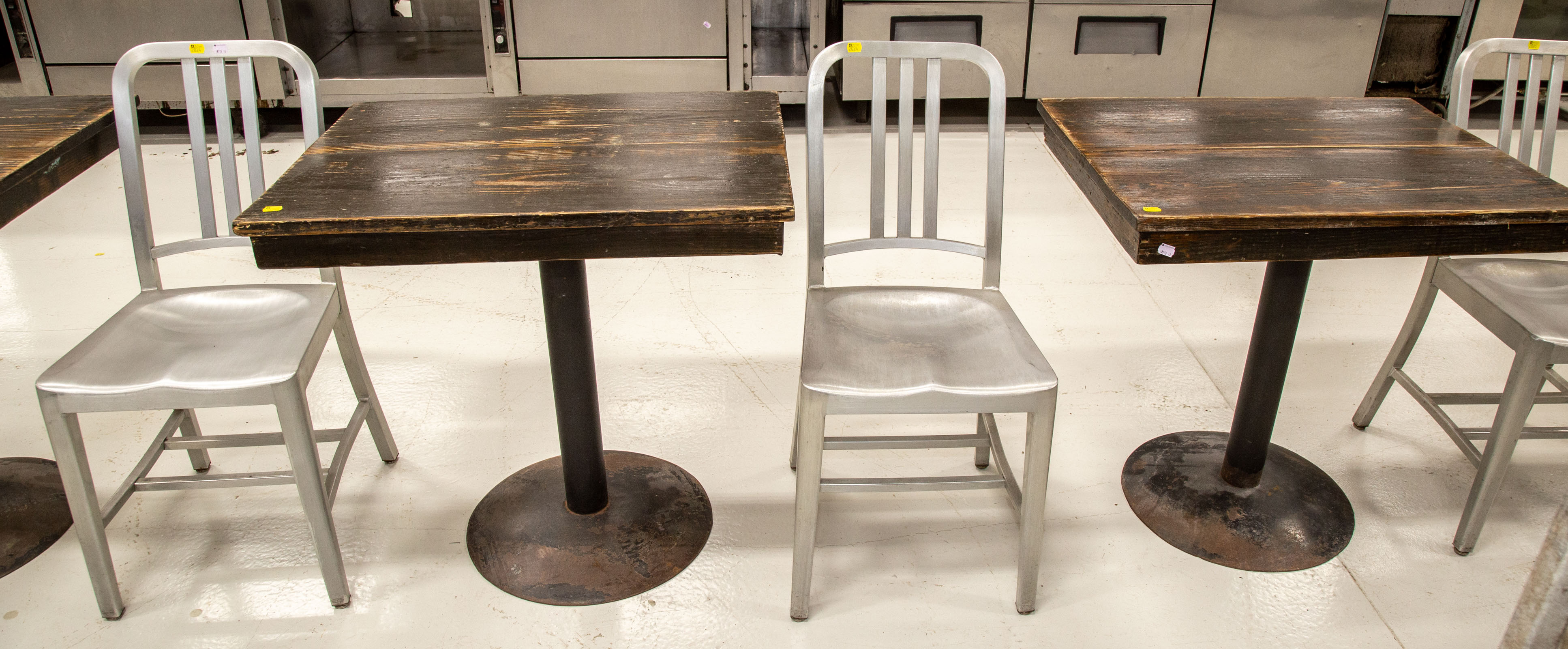 TWO WOODBERRY KITCHEN TABLES & TWO ALUMINUM