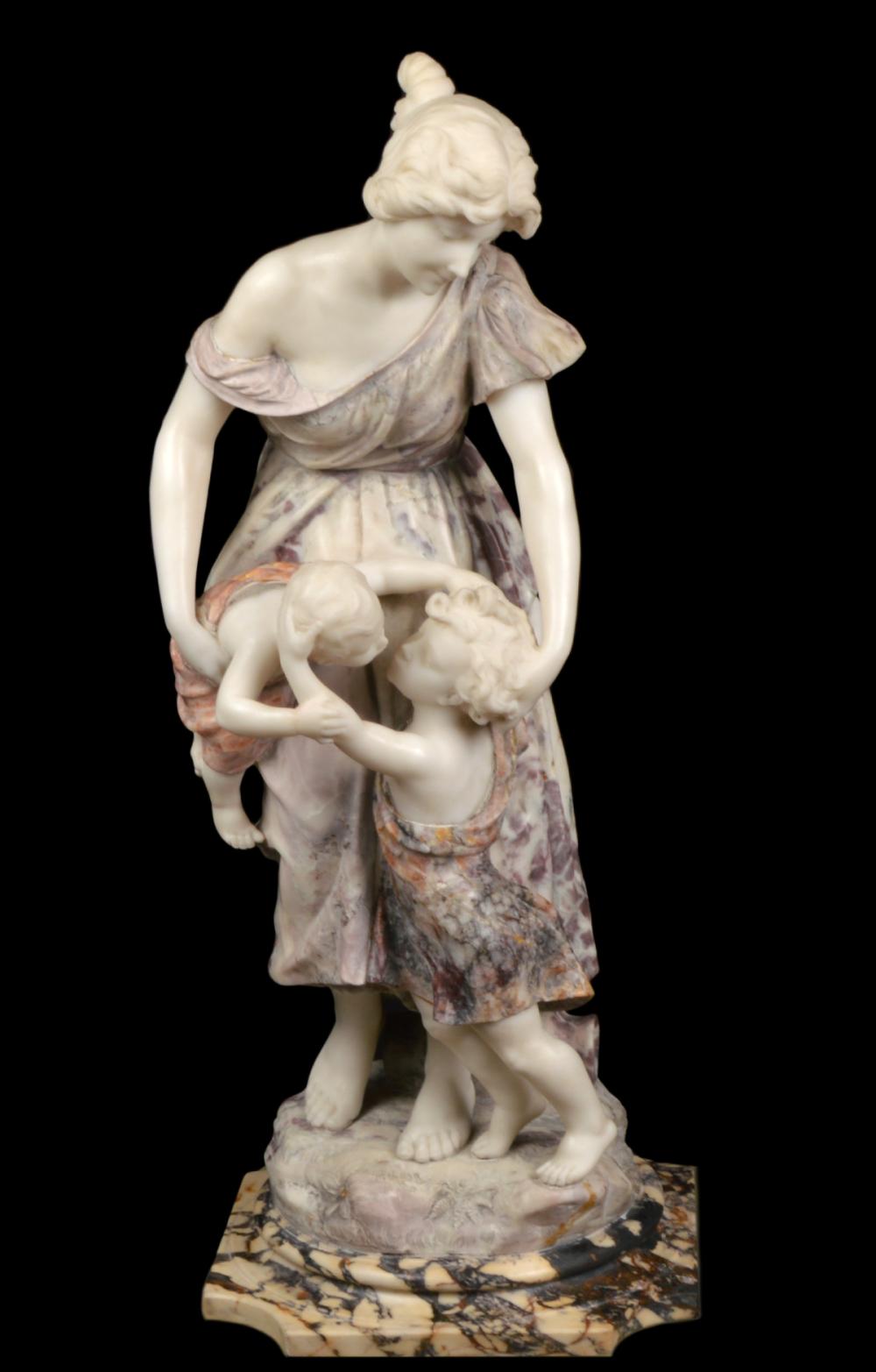 SIGNED MULTI-COLOR MARBLE FIGURAL