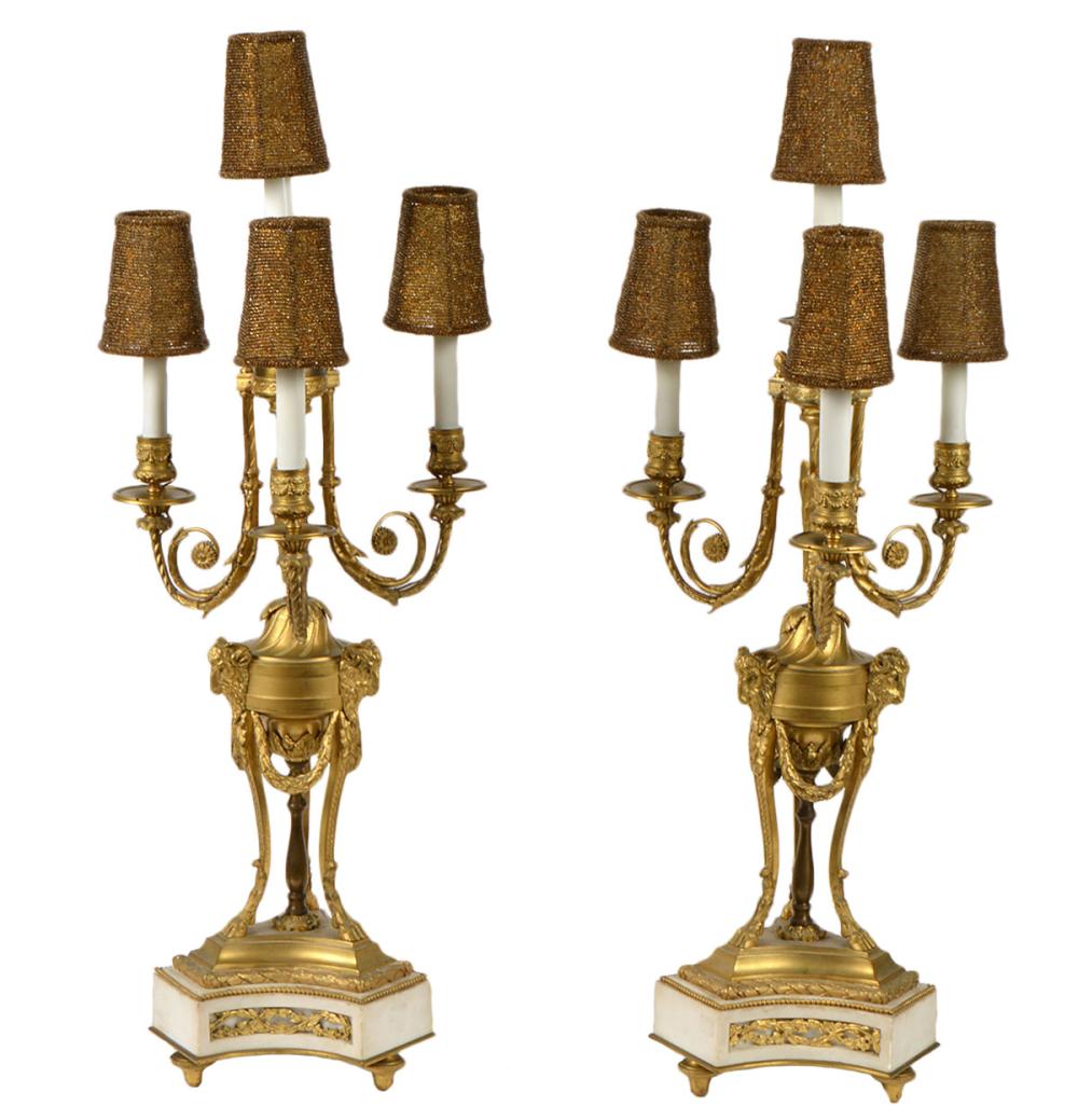 PR FRENCH BRONZE MARBLE CANDELABRASPair 337d92