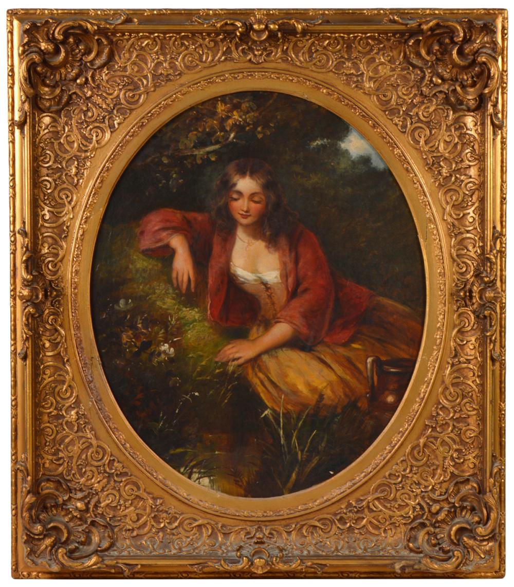 SIGNED OIL PAINTING IN ORNATE GILT