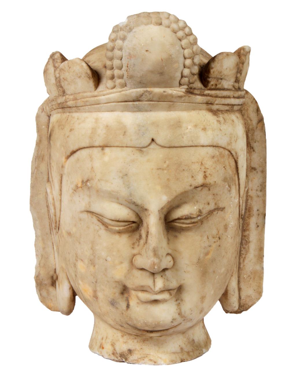 EARLY MARBLE BUDDHA HEADWhite marble