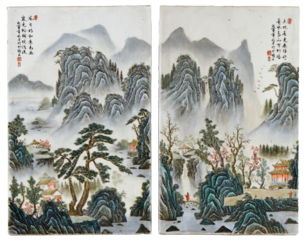 PAIR CHINESE HAND PAINTED PLAQUESPair