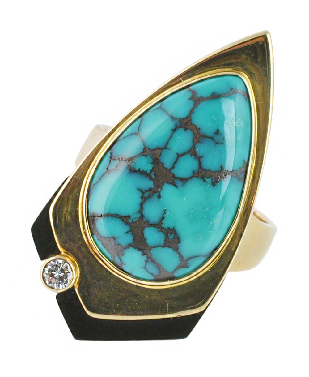 TURQUOISE ONYX DIAMOND 14KT 337e1a